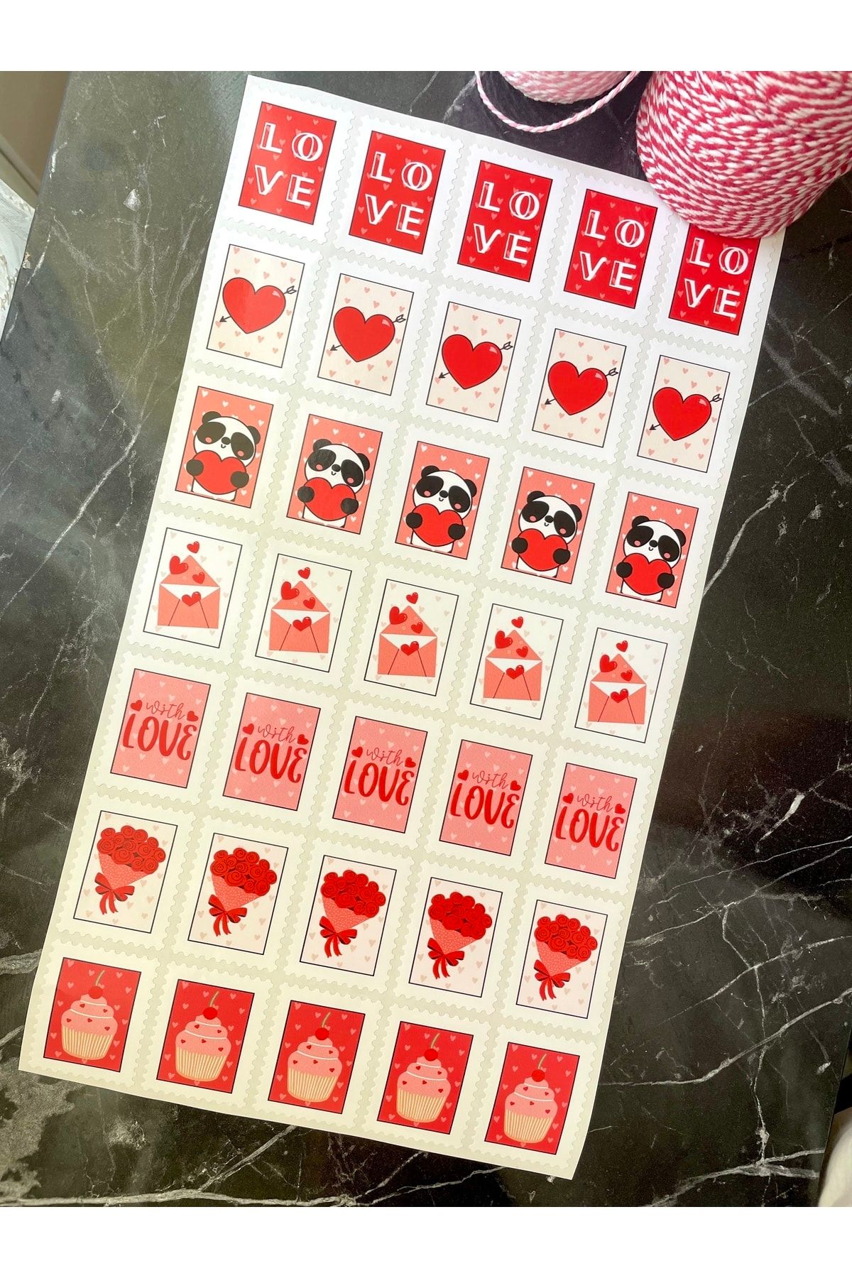 Sevgililer Günü Serisi 35 Adet 5x4 Cm Pul Kesim Sticker Karışık Model