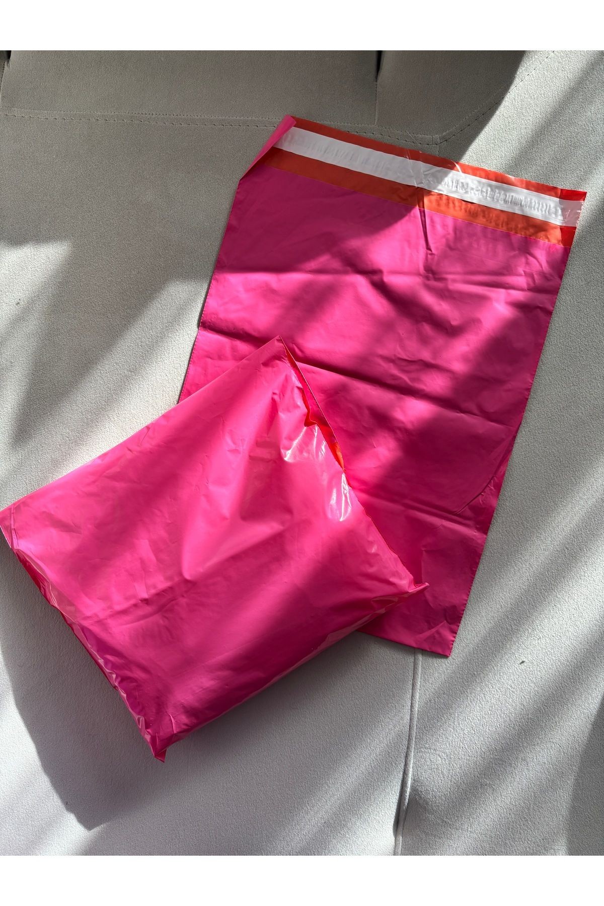 Pembe kargo poşeti 5 adet 30x37,5 cm büyük boy cepsiz kargo poşeti, hediye poşeti