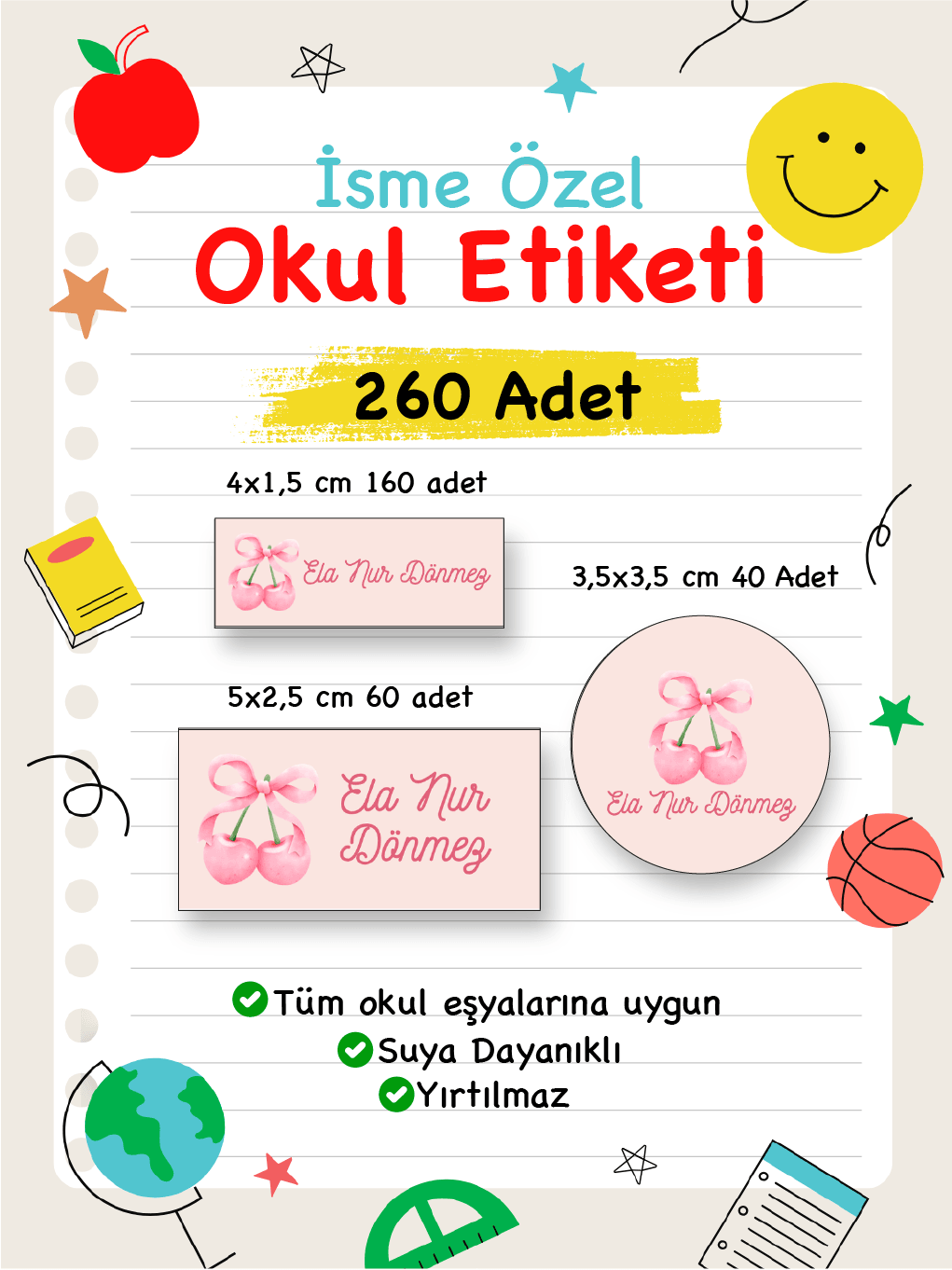 İsme Özel Okul Etiketi-90