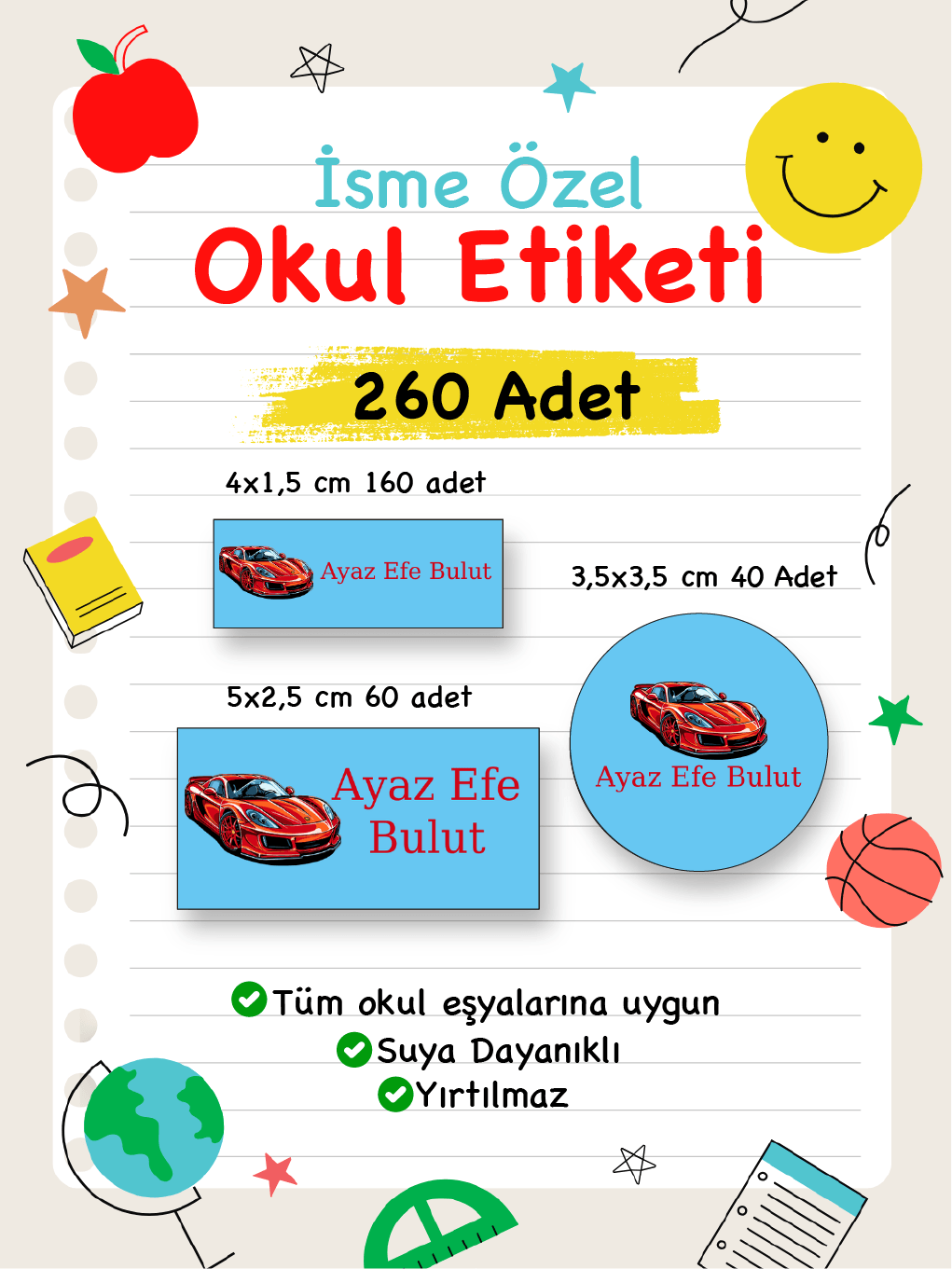 İsme Özel Okul Etiketi-44