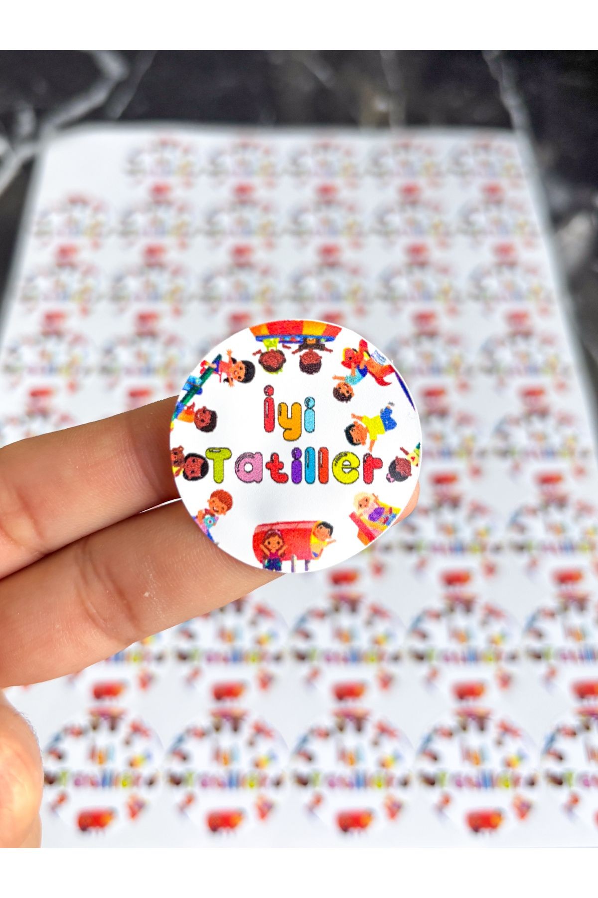 İyi tatiller sticker 48 adet 3,5 cm yapışkanlı etiket, tatil hediyesi, sömestr hediyesi stickerı