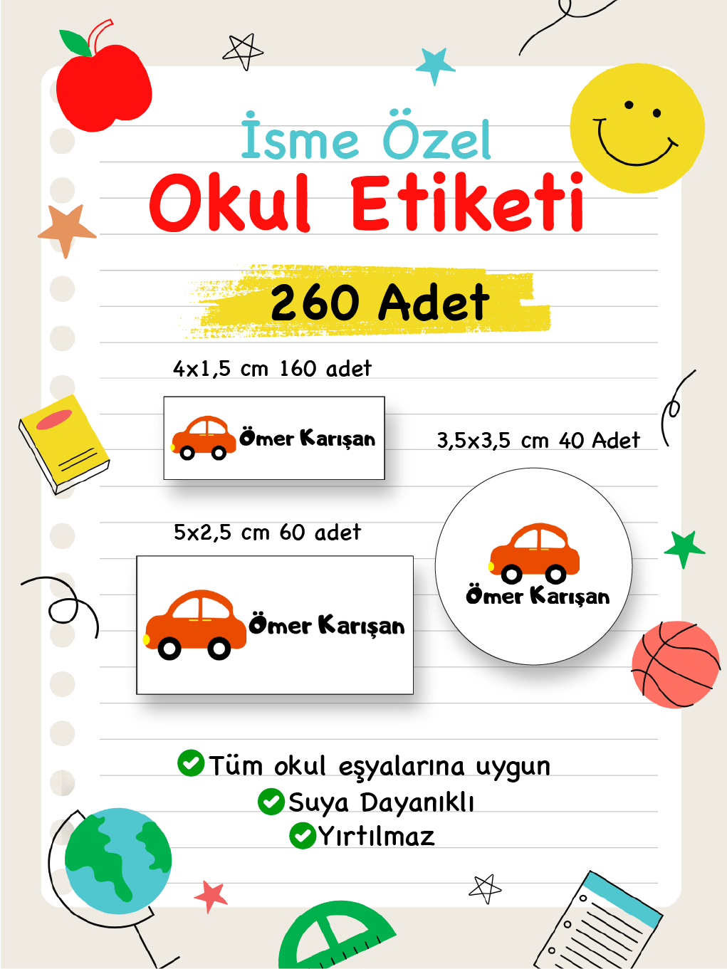 İsme Özel Okul Etiketi-57