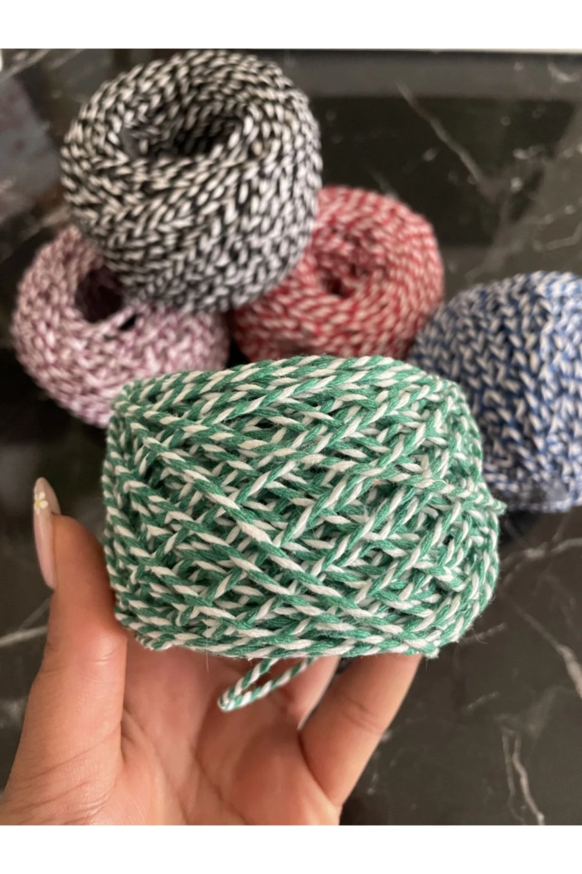 Paketleme Etiket Ipi 100 Metre Yeşil Beyaz Yılbaşı Hediye Paketi Işi, Etiket Ipi