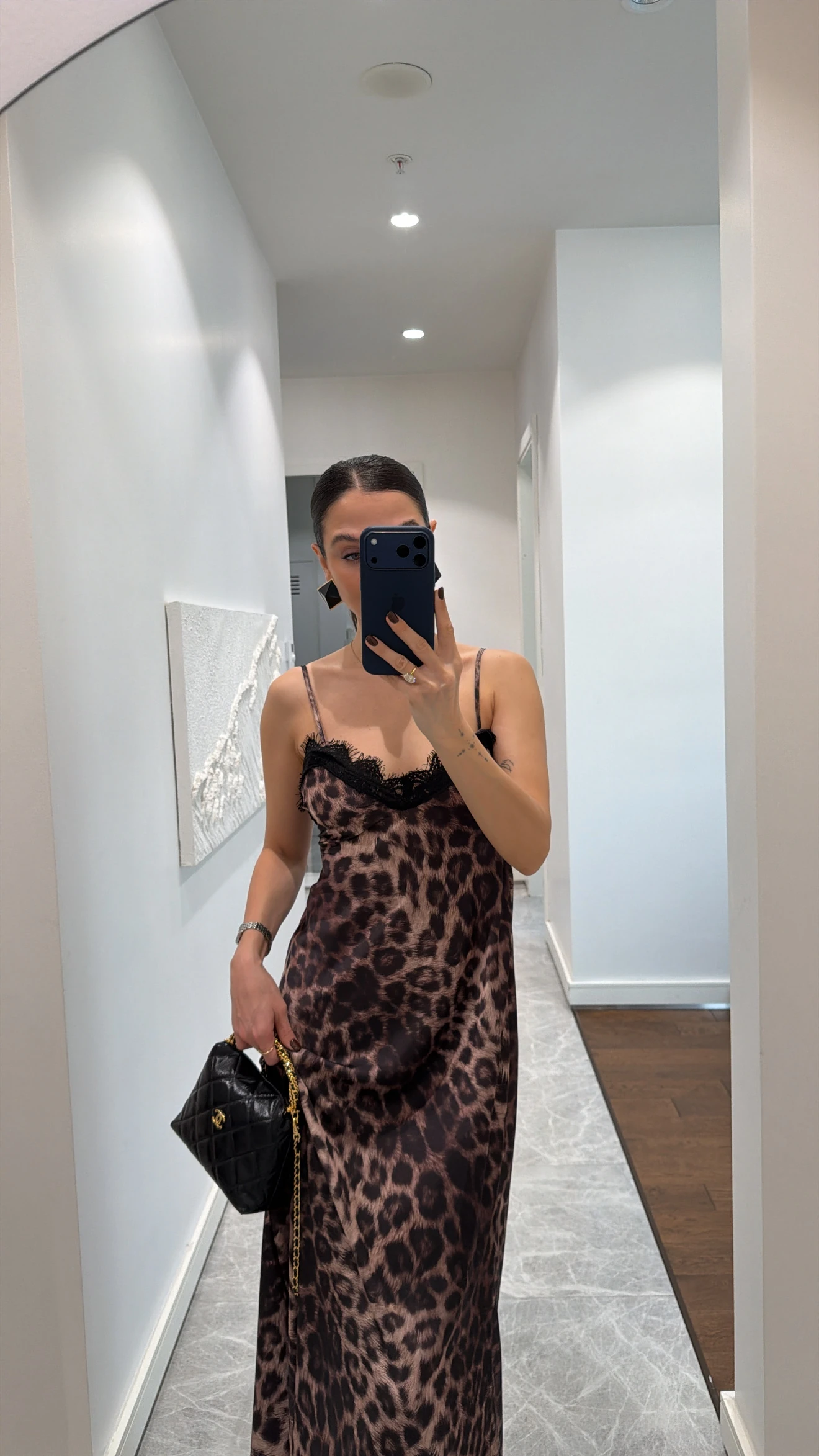 LEOPAR DESEN UZUN ELBİSE 