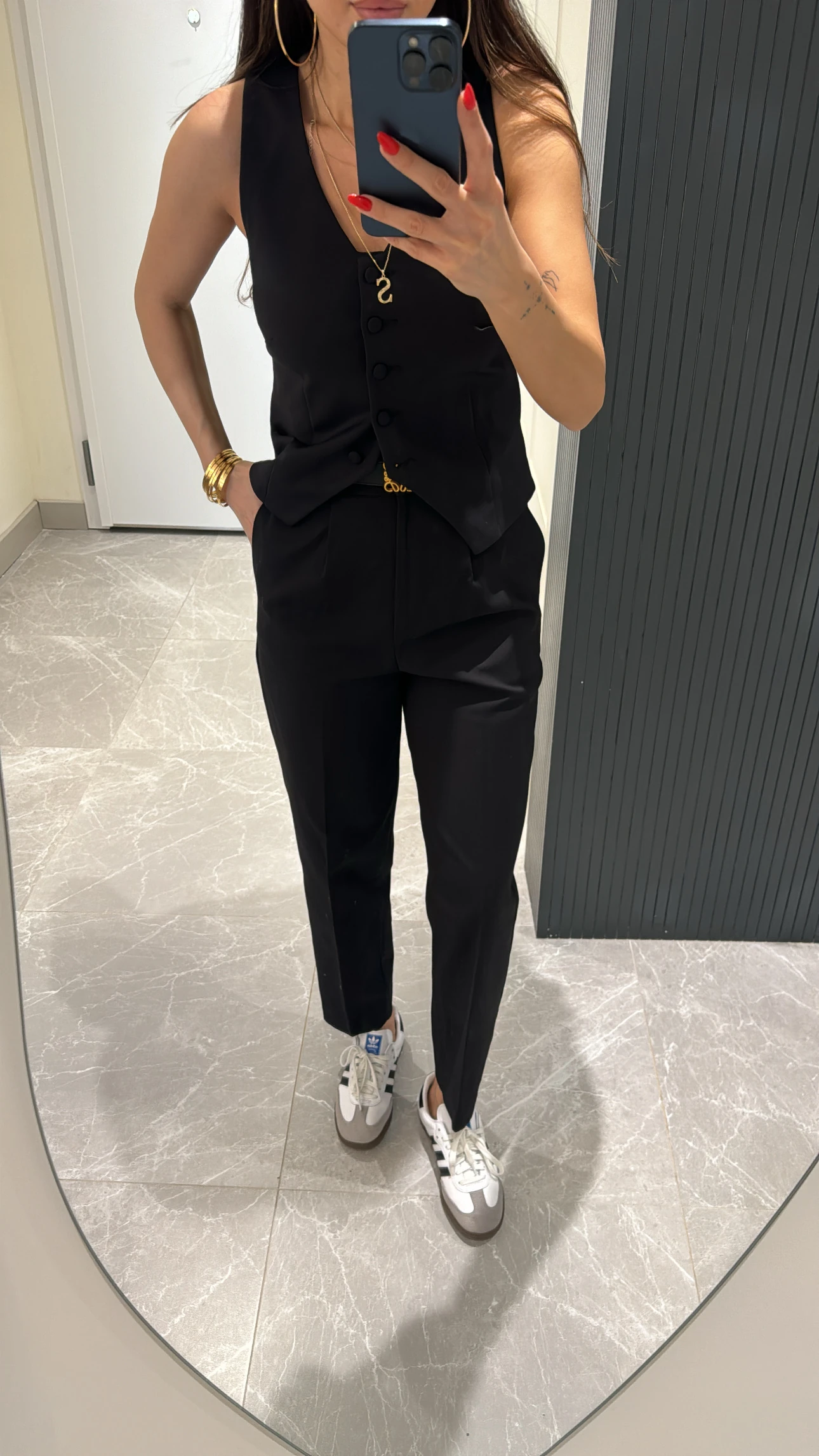 high waist black carrot pants