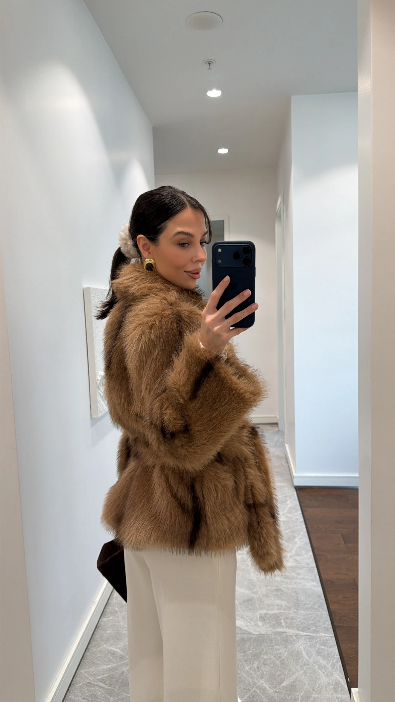 CAMEL KAHVE KUŞAKLI KÜRK