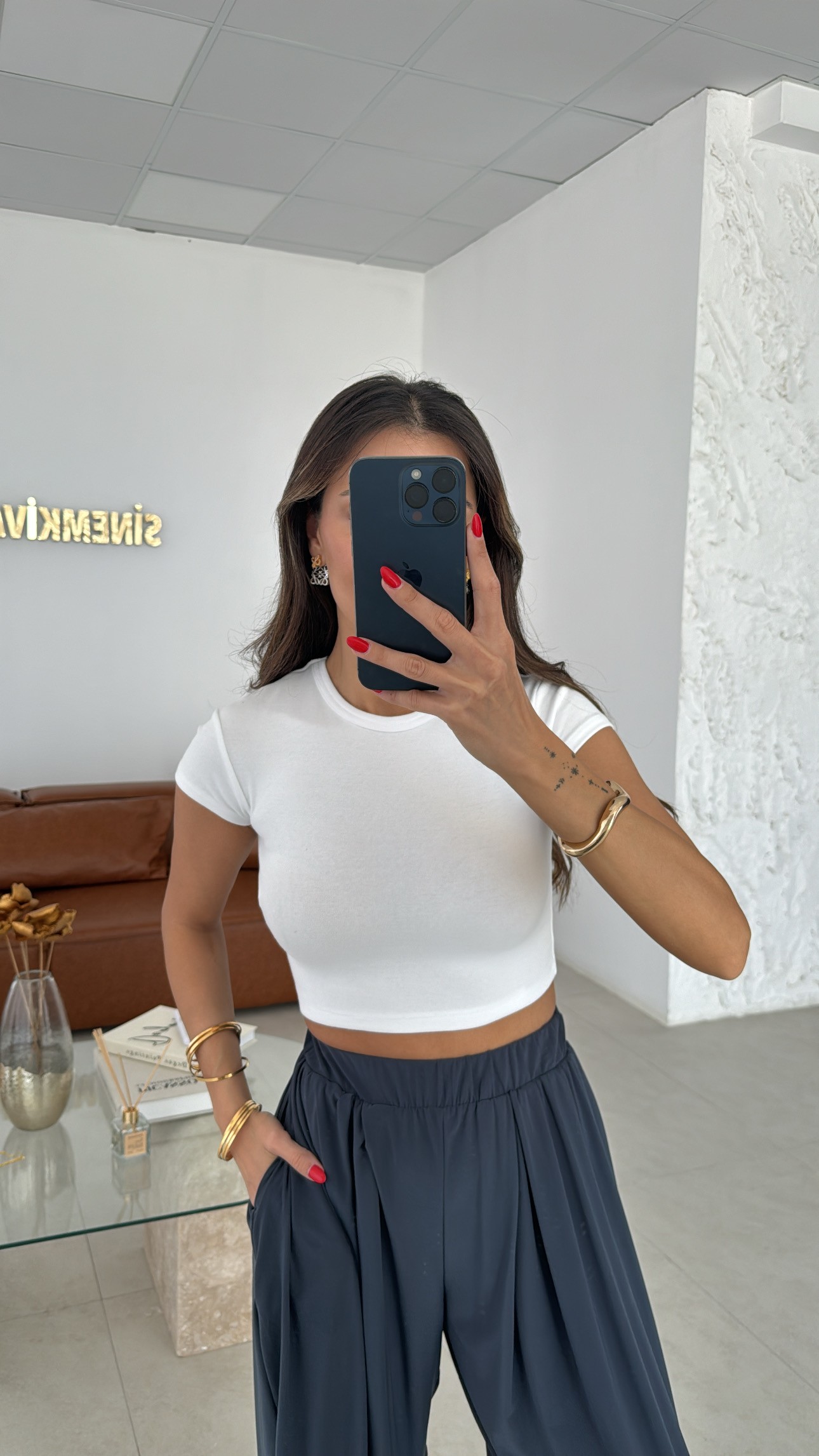 Dilvin Marka Beyaz Crop Top