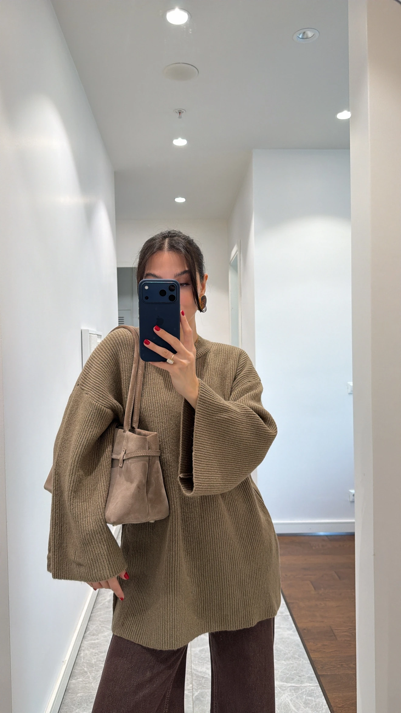 BİSİKLET YAKA OVERSİZE TRİKO KAZAK - VİZON