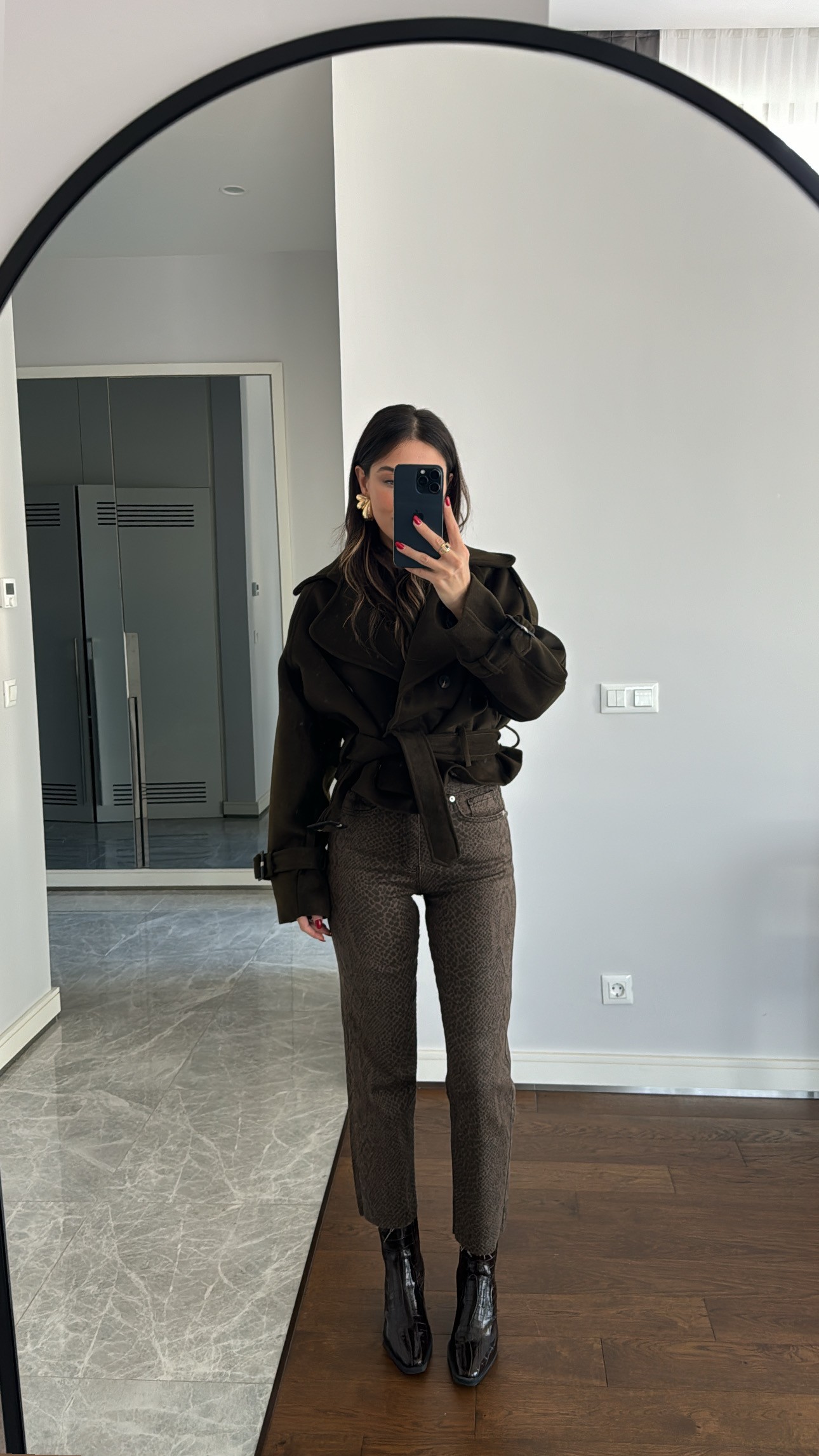 Yeşil Astarlı Kısa Kaşe Ceket