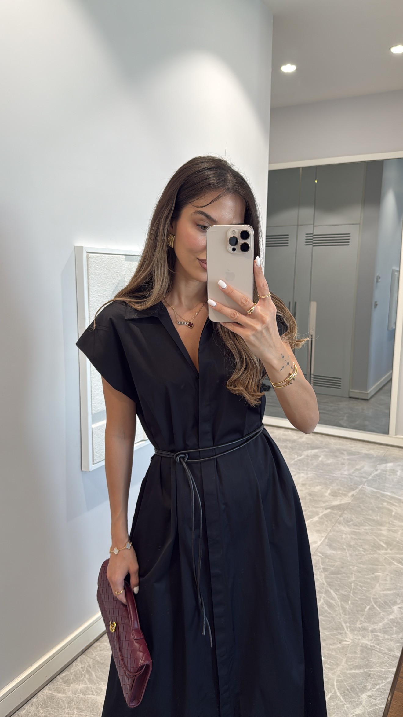 BELDEN BAĞLAMALI MİDİ ELBİSE