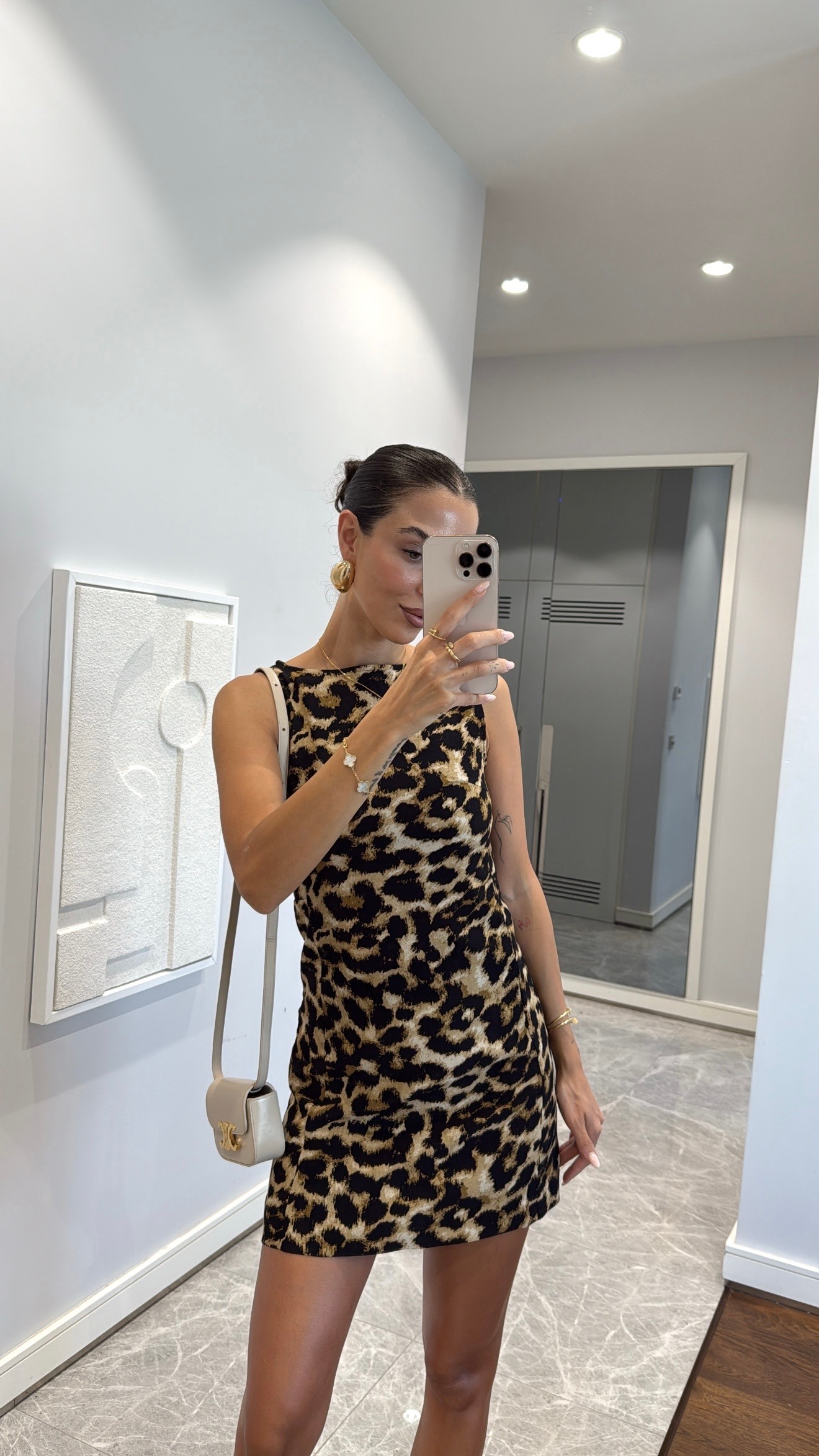 LEOPAR DESENLİ MİNİ ELBİSE