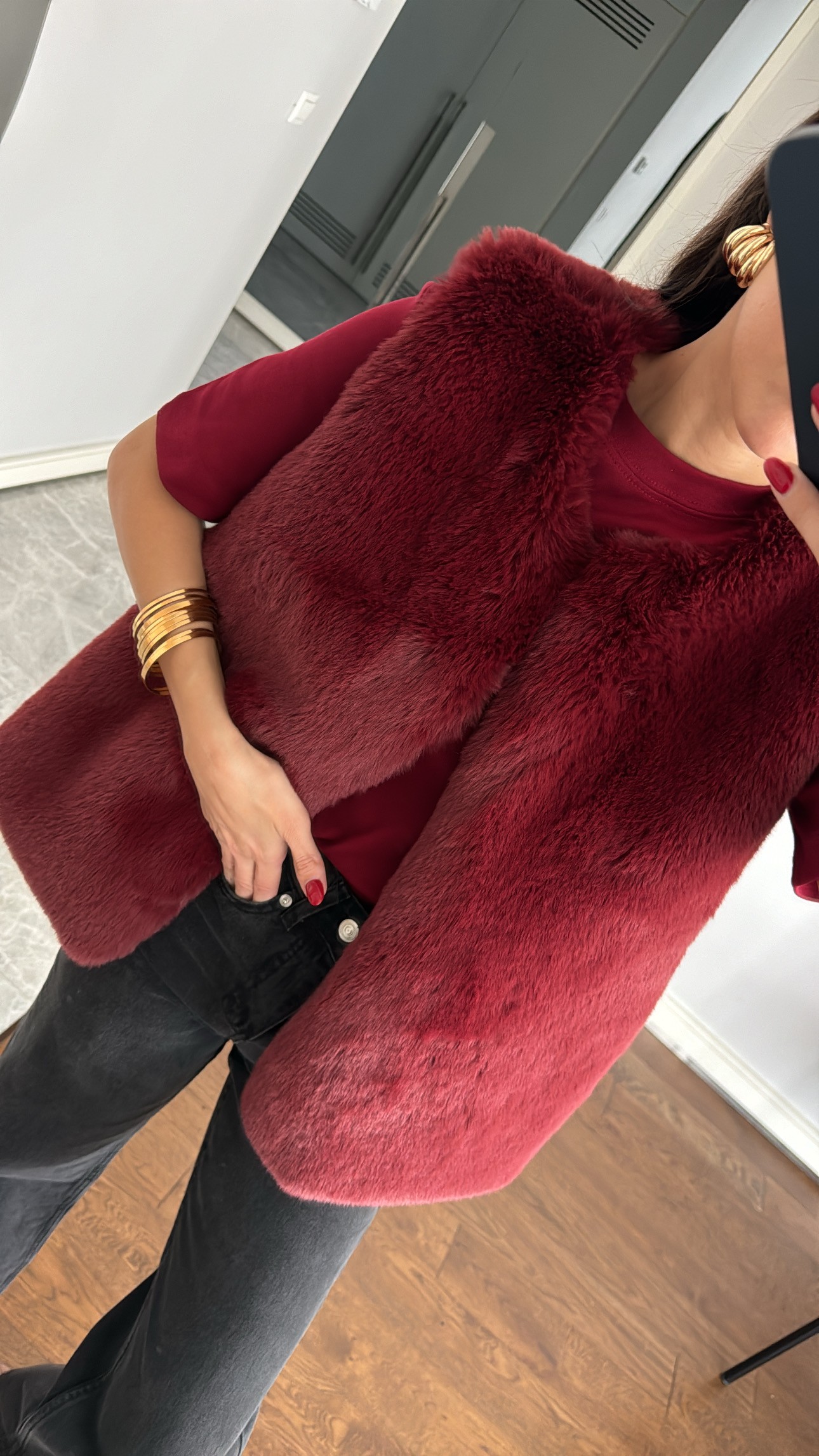 Marka Model Bordo Peluş Yelek