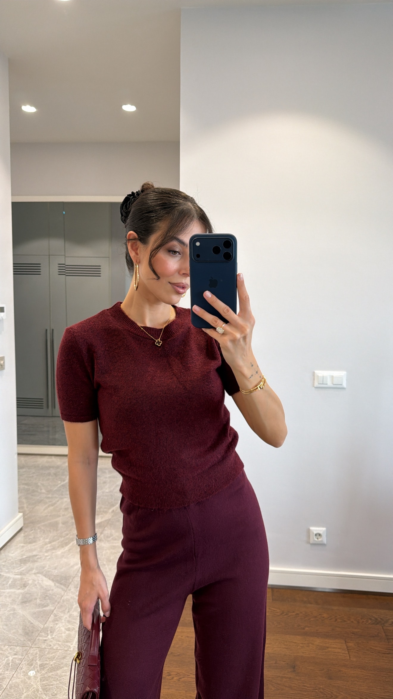 KISA KOLLU TRİKO KAZAK - BORDO