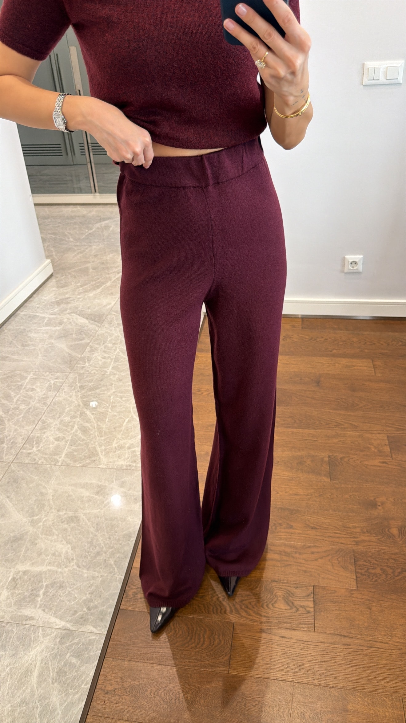 BELİ LASTİKLİ TRİKO PANTOLON - MÜRDÜM