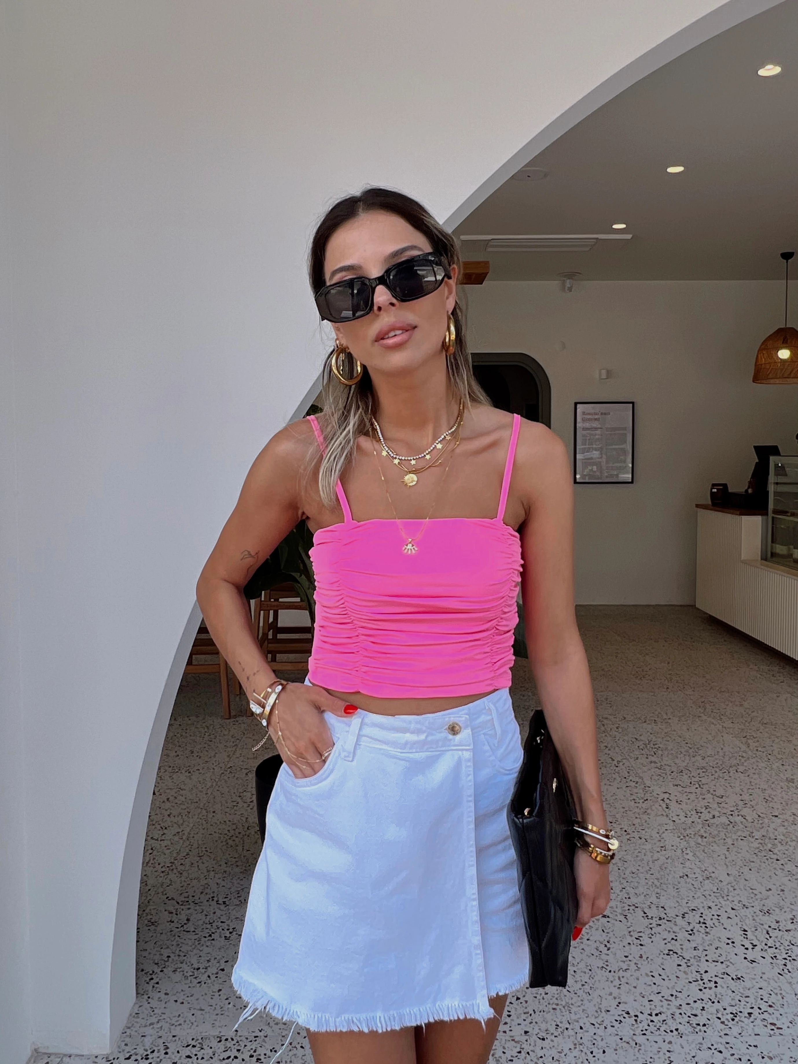 White denim shorts skirt