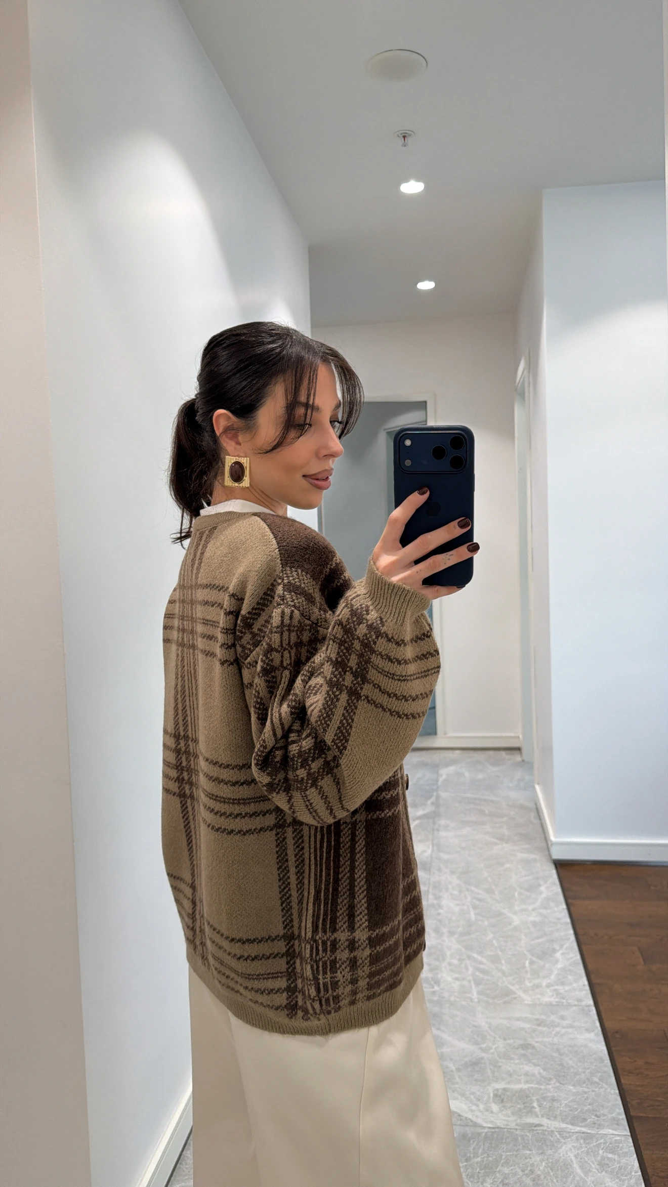 BİSİKLET YAKA ÇİZGİ DESENLİ HIRKA