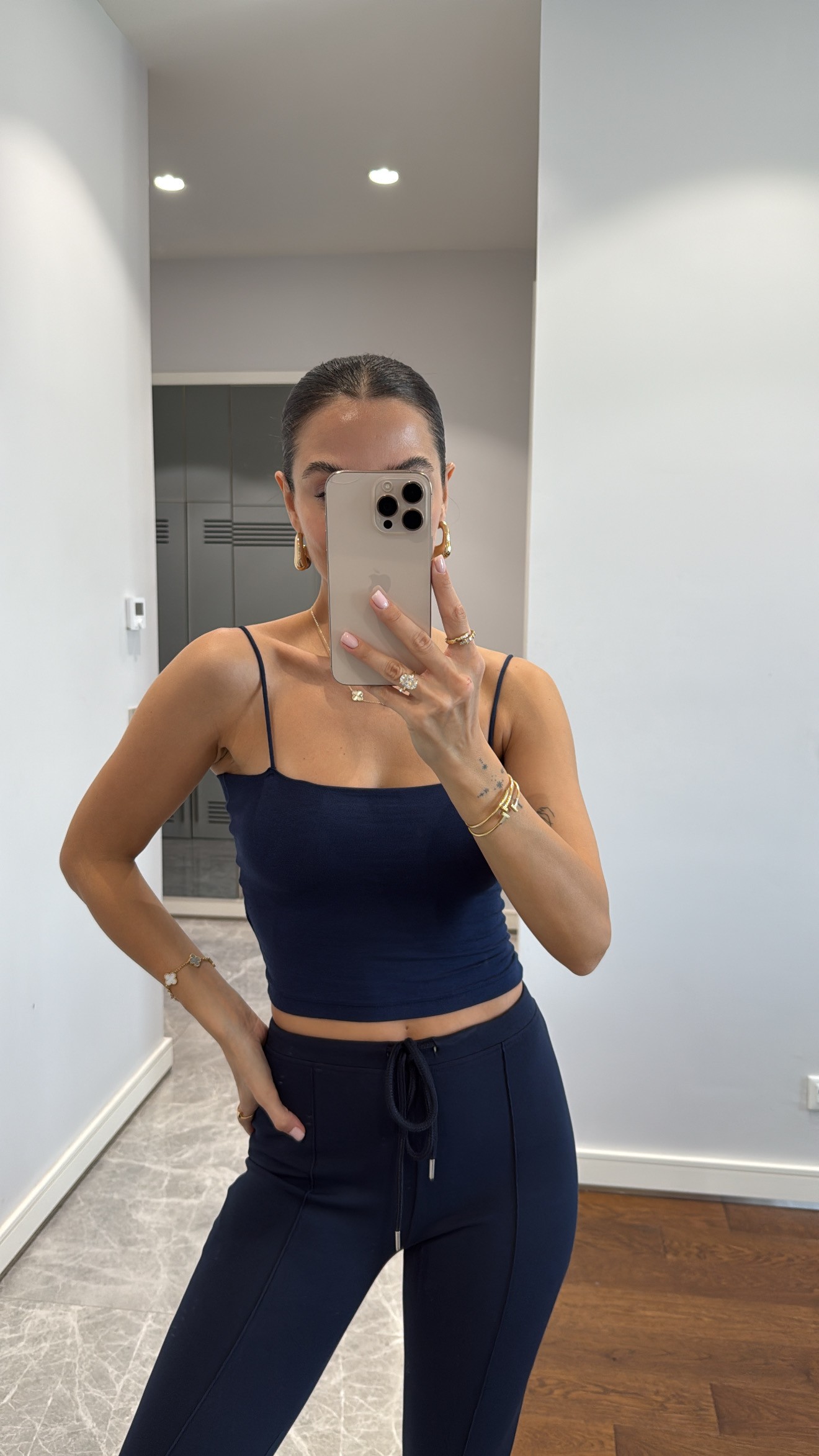İNCE ASKILI CROP ATLET - LACİVERT