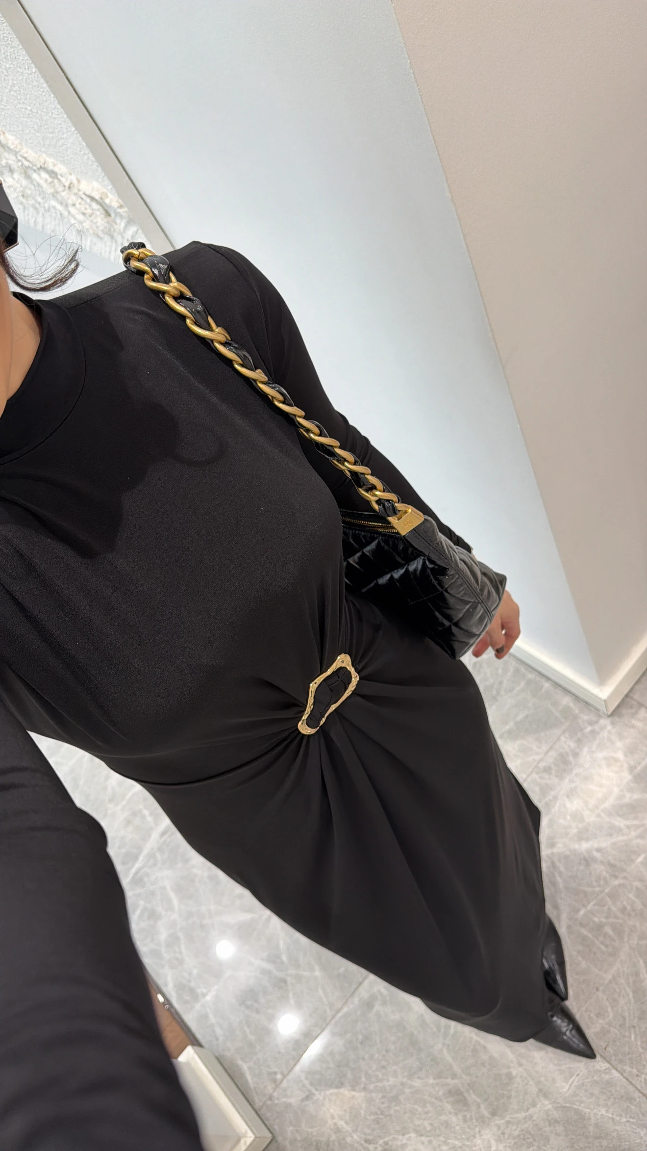 GOLD TOKALI MİDİ ELBİSE 