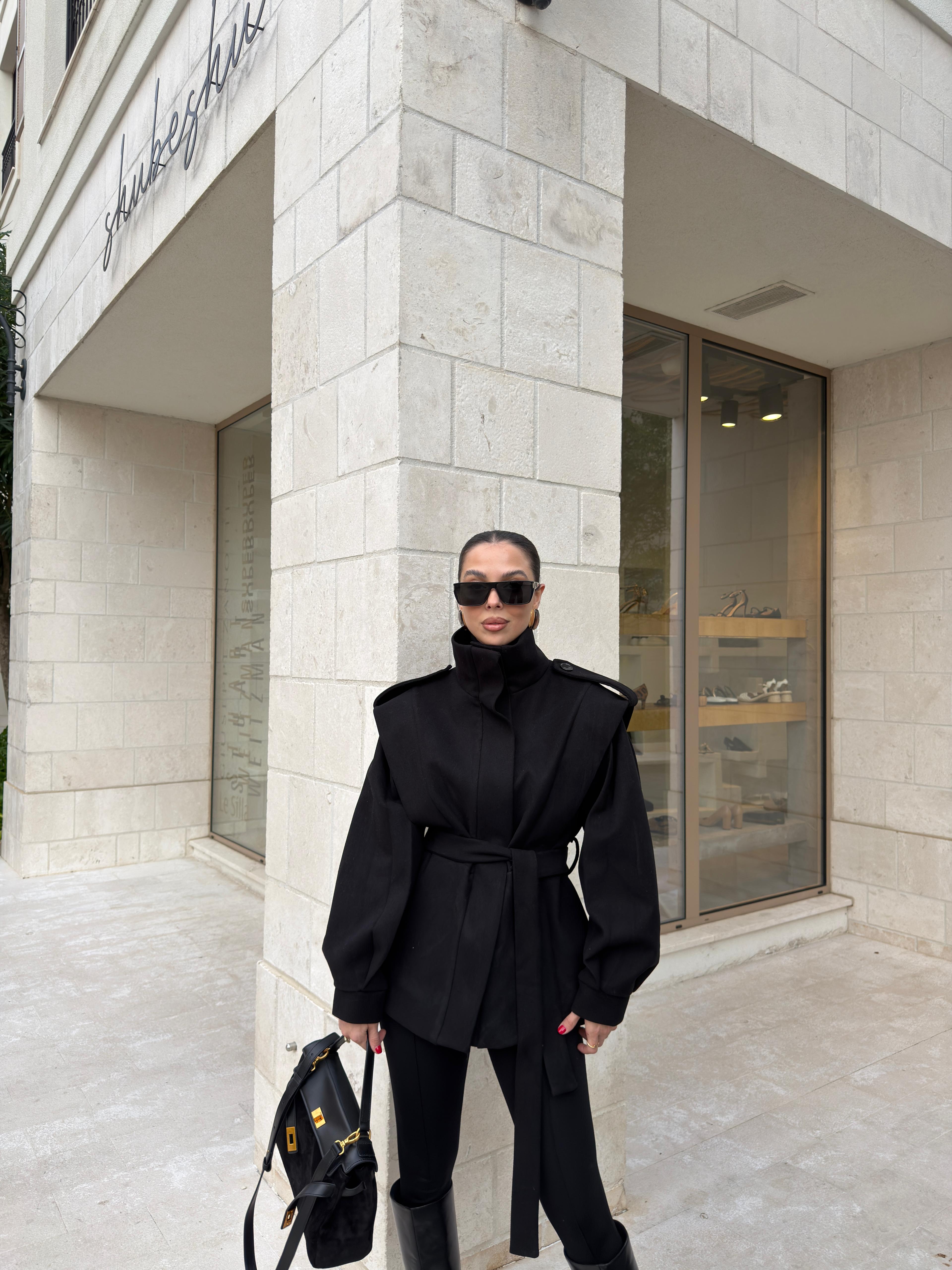 VATKALI KUŞAKLI KAŞE KABAN - SİYAH