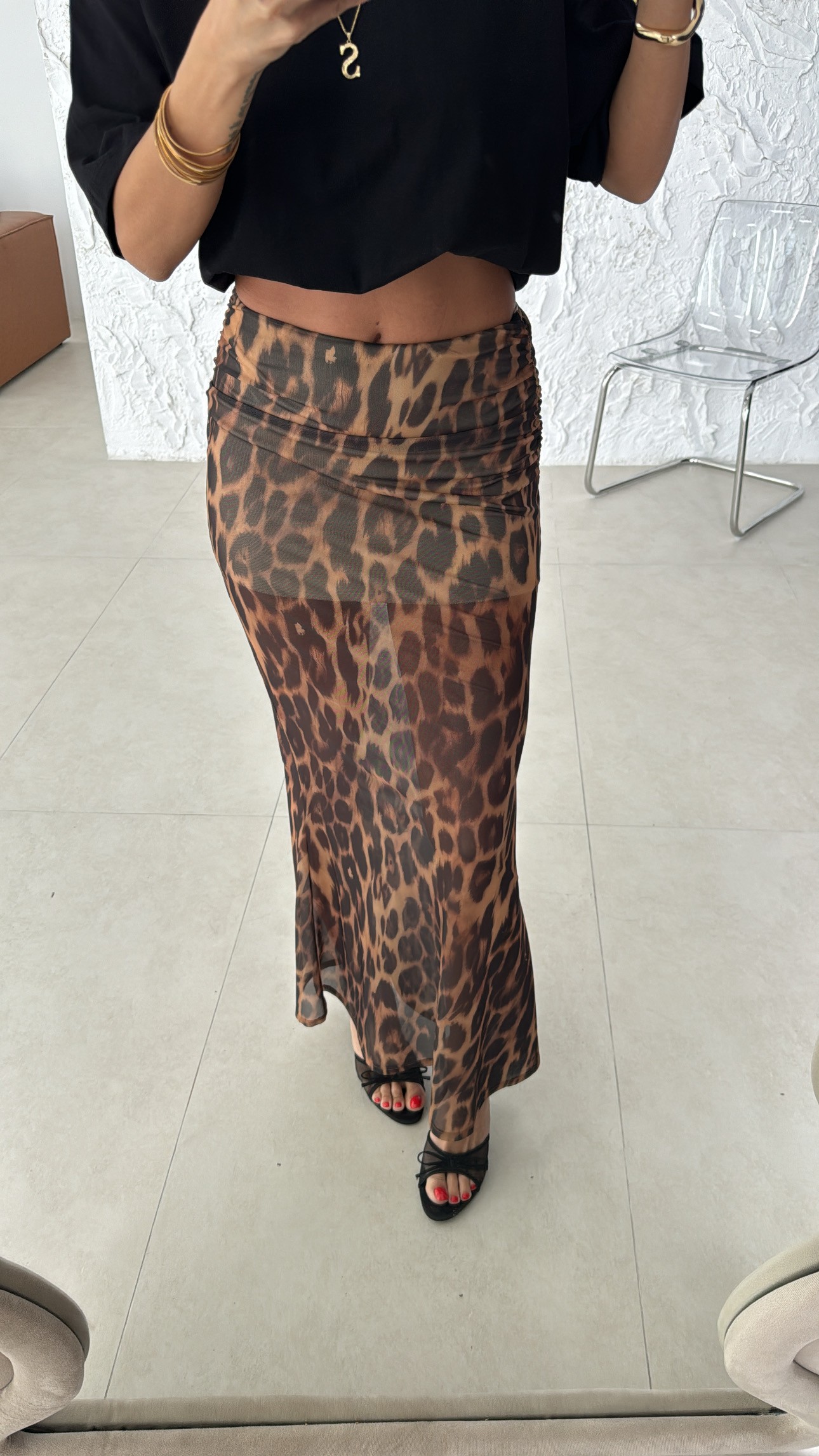 leopar astarlı tül balık etek