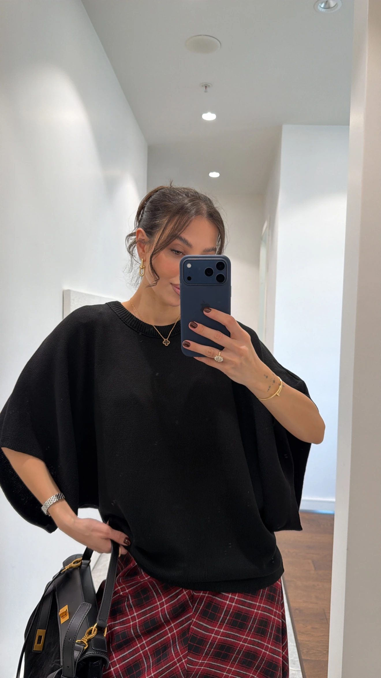 BICYCLE COLLAR BAT SLEEVE KNIT SWEATER - BLACK