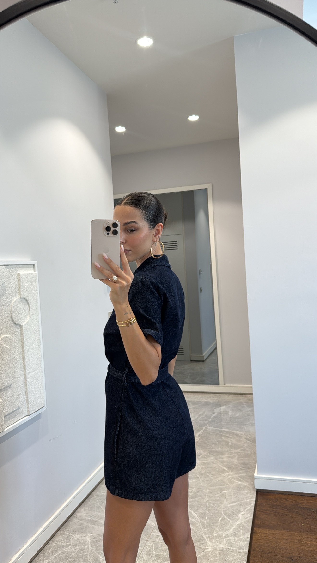 KUŞAK DETAYLI DENİM TULUM