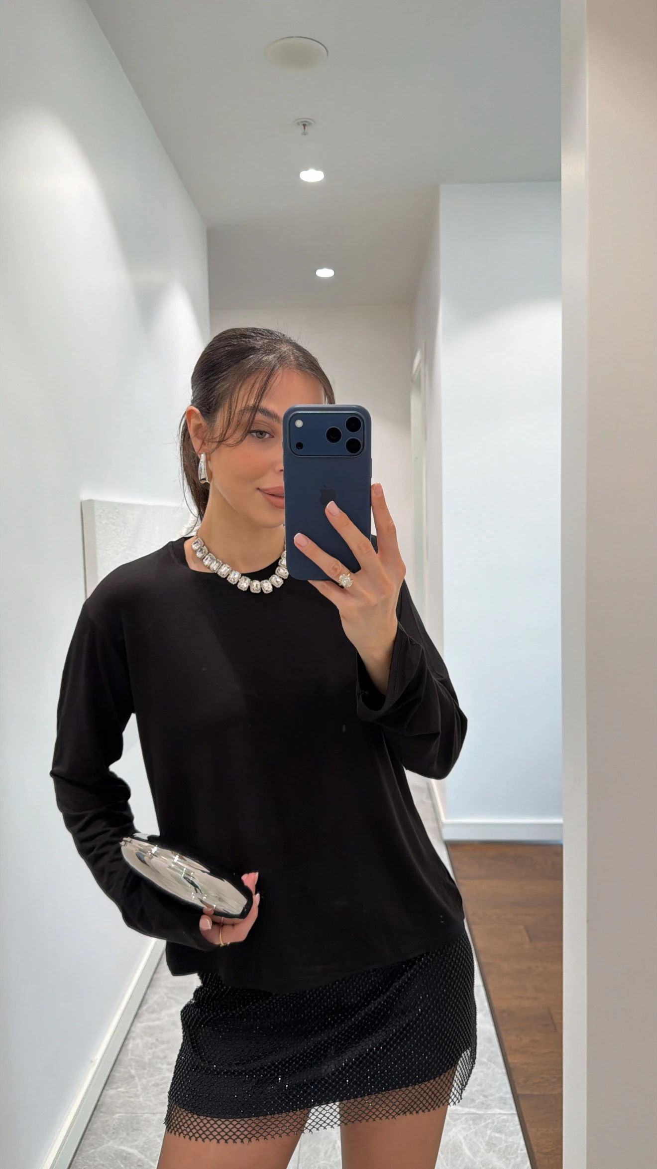 BİSİKLET YAKA BASİC BLUZ - SİYAH