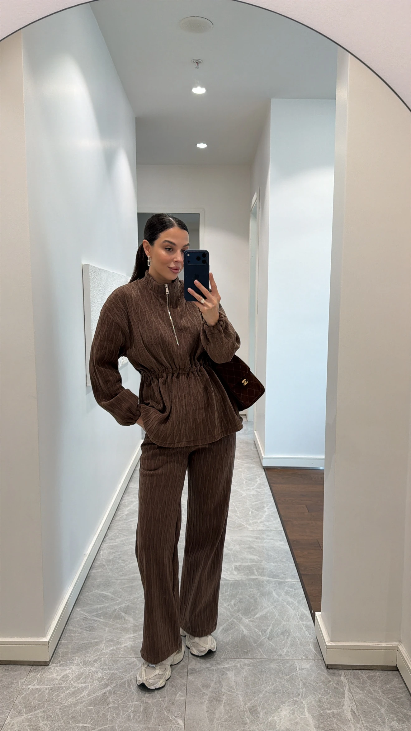 İÇİ ŞARDONLU İKİLİ TAKIM  - KAHVE