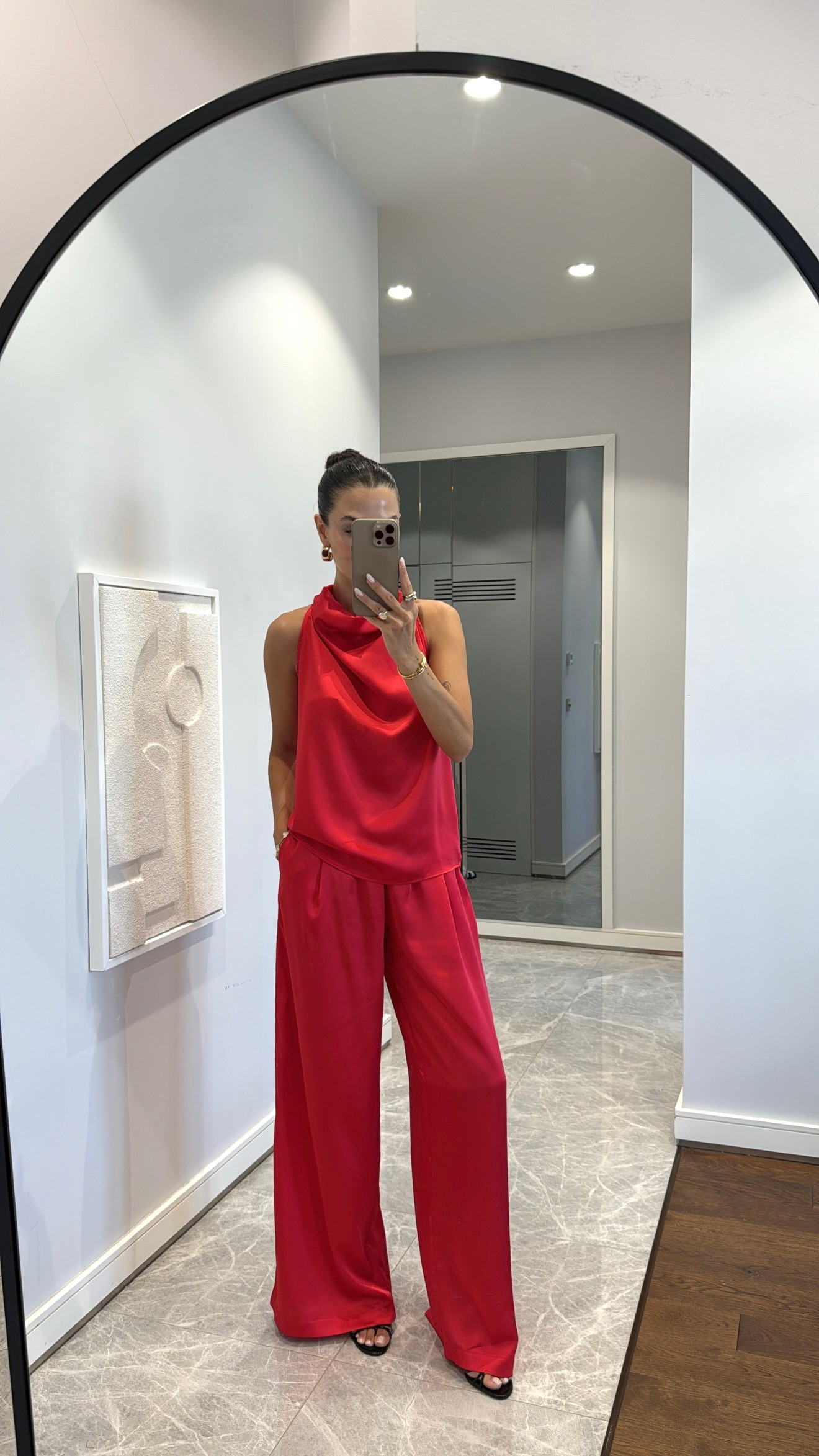 SATEN DRAPELİ PANTOLON TAKIM