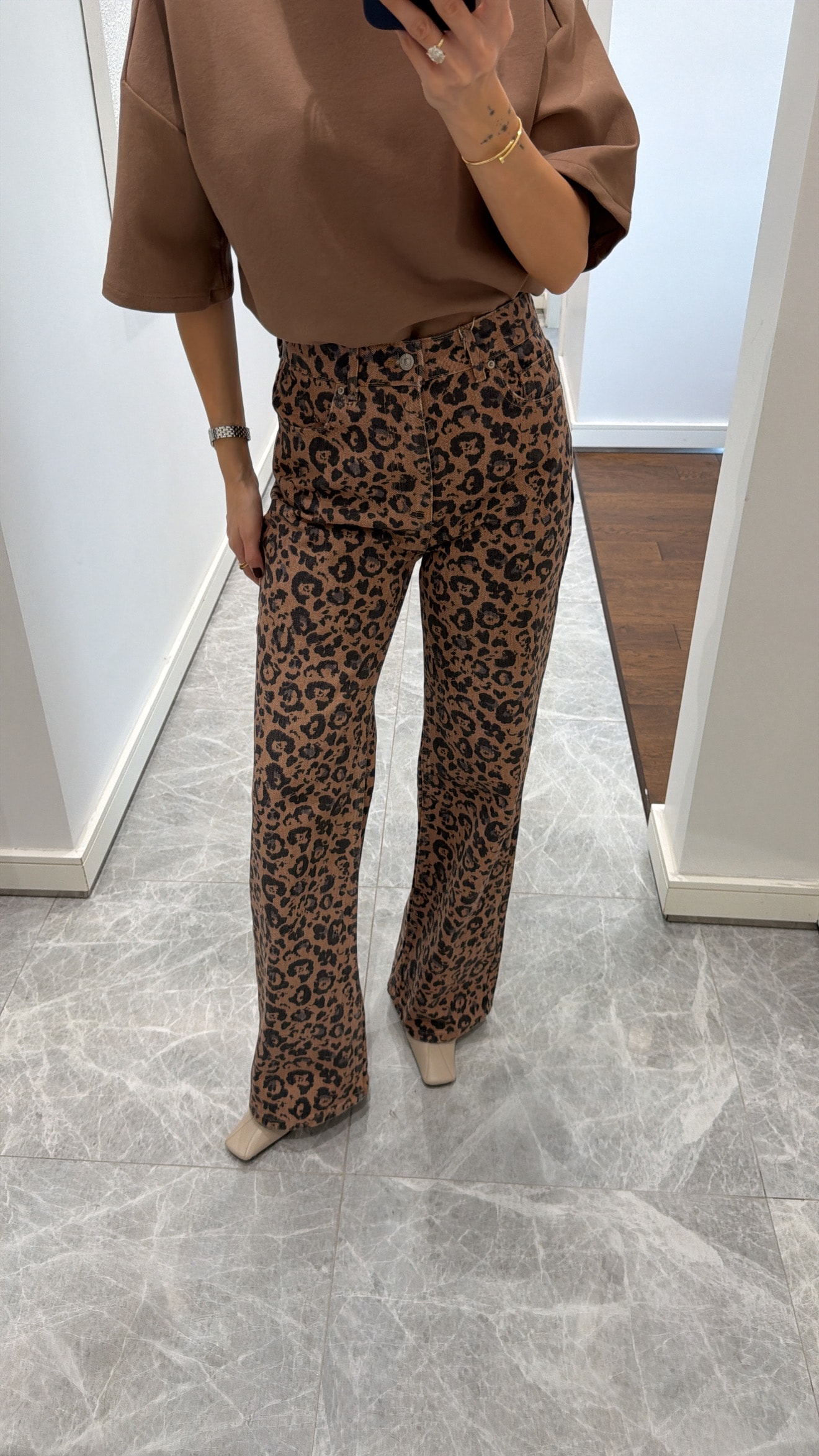 LEOPAR DESENLİ WİDELEG PANTOLON