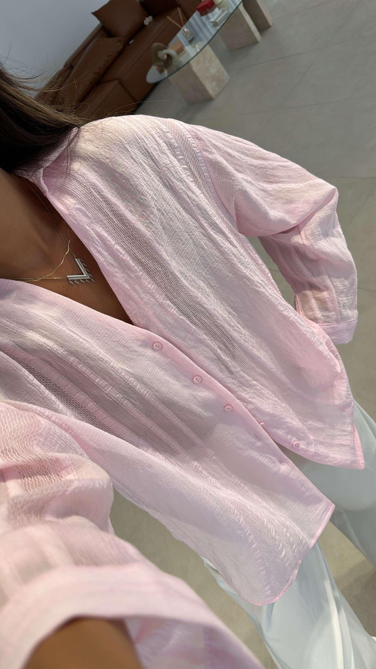 Pembe Transparan Gömlek