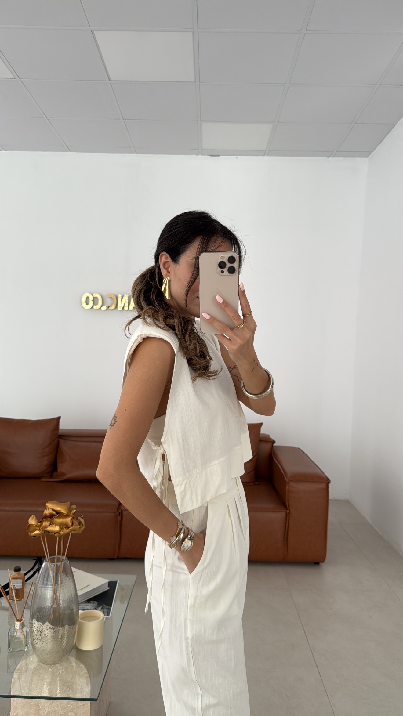 BAĞLAMA DETAYLI EKRU TAKIM