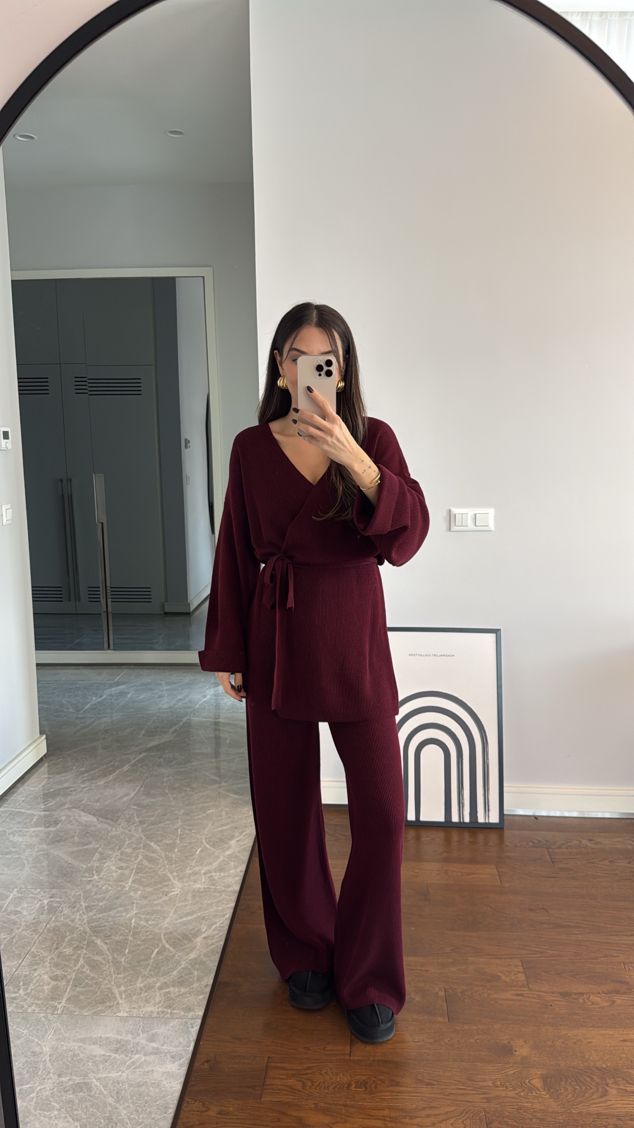 Marka Model Kimono Bordo Pantolon Takım