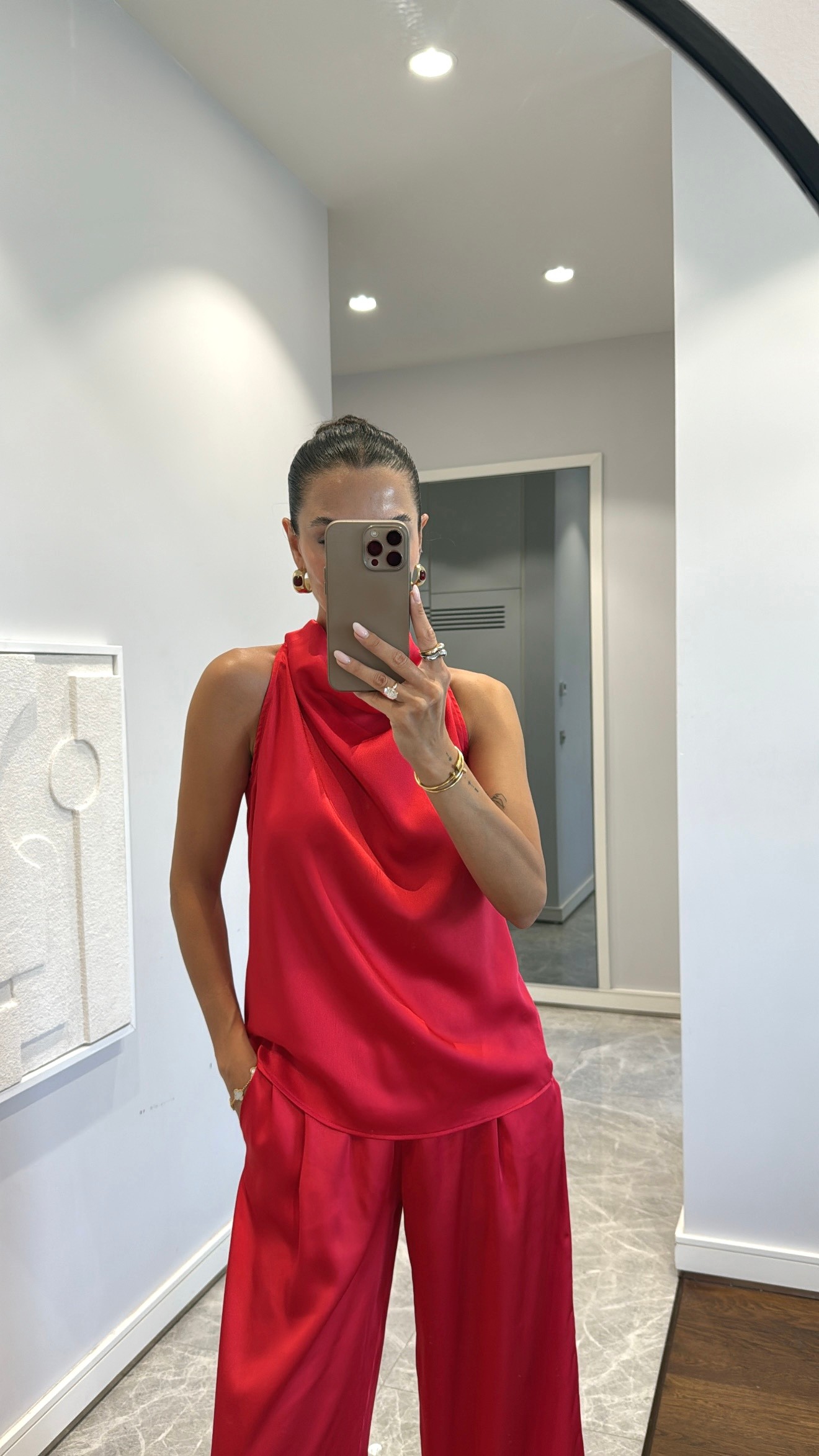 SATEN DRAPELİ PANTOLON TAKIM