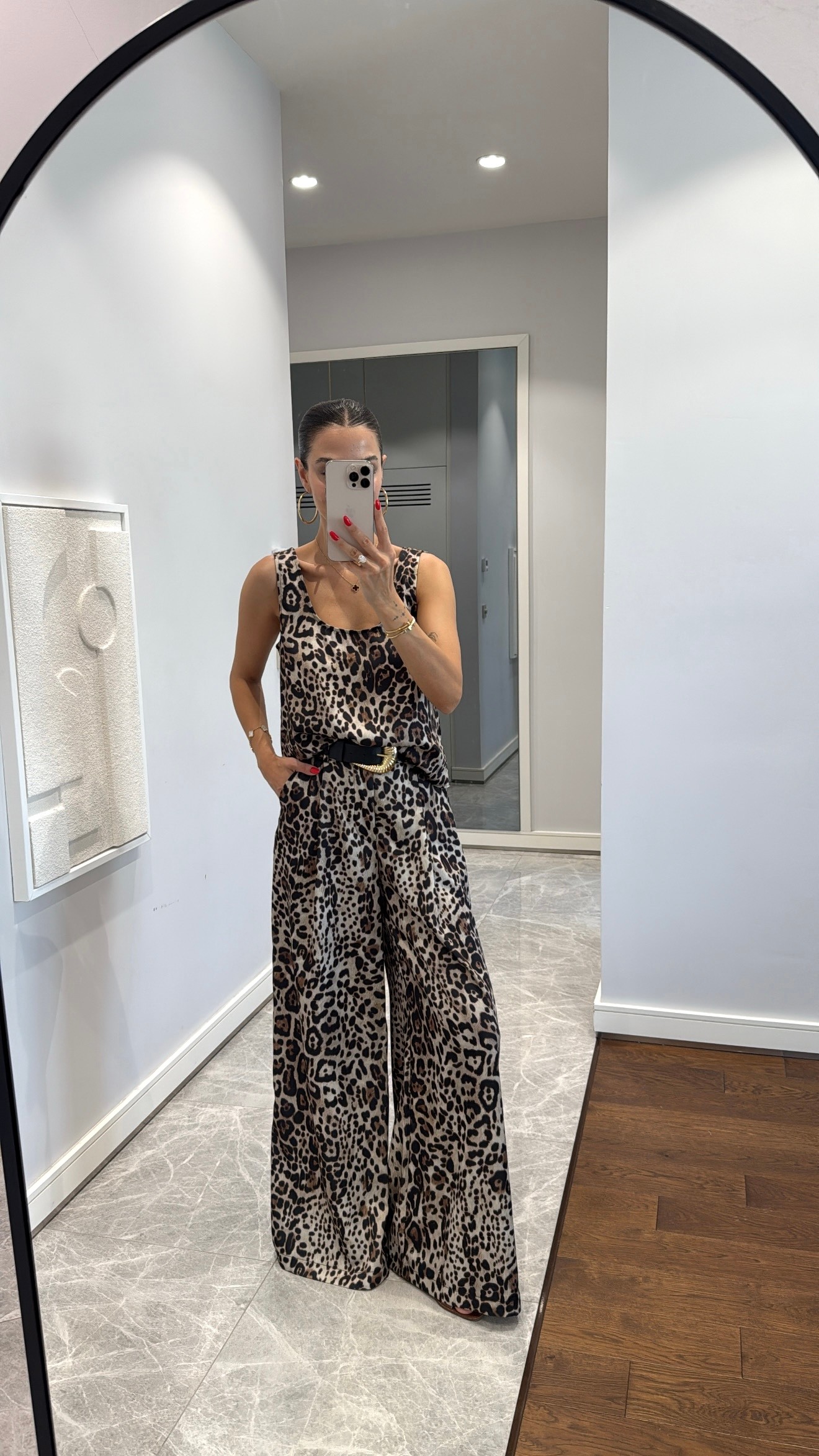 LEOPAR DESENLİ SATEN PANTOLON TAKIM