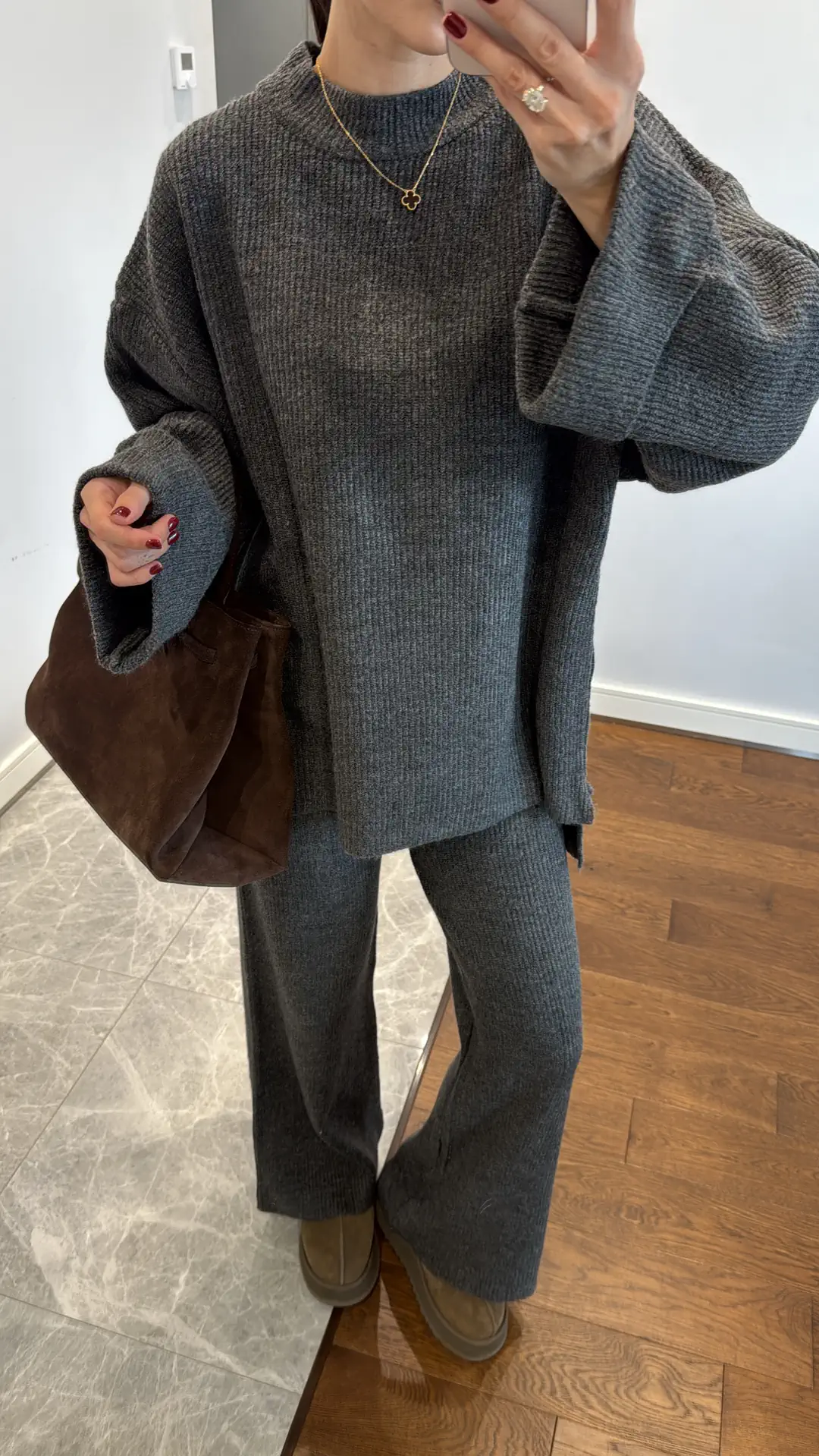 KNITWEAR FABRIC SWEATER PANTS SET