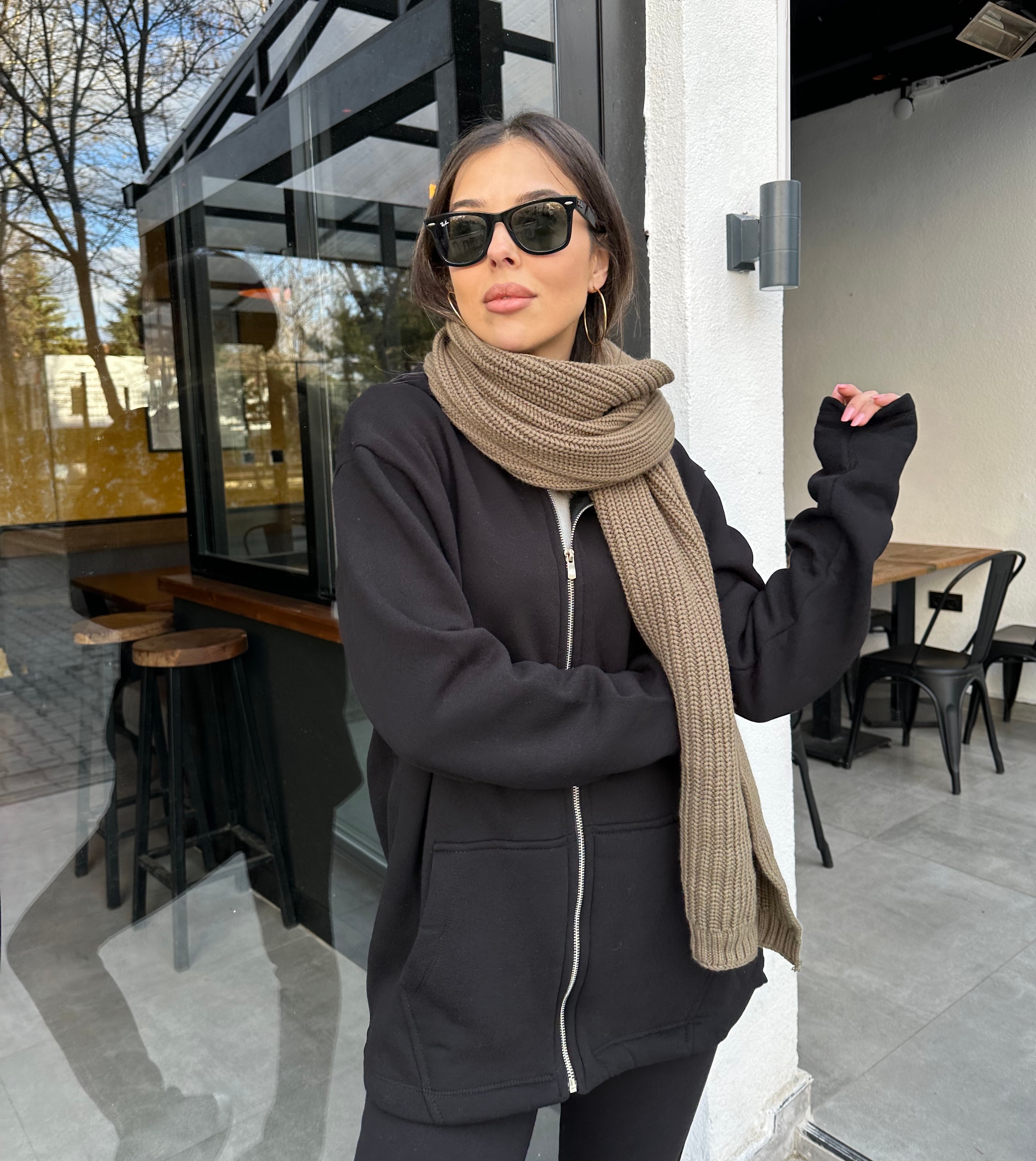 Zara Örme Haki Rengi Atkı