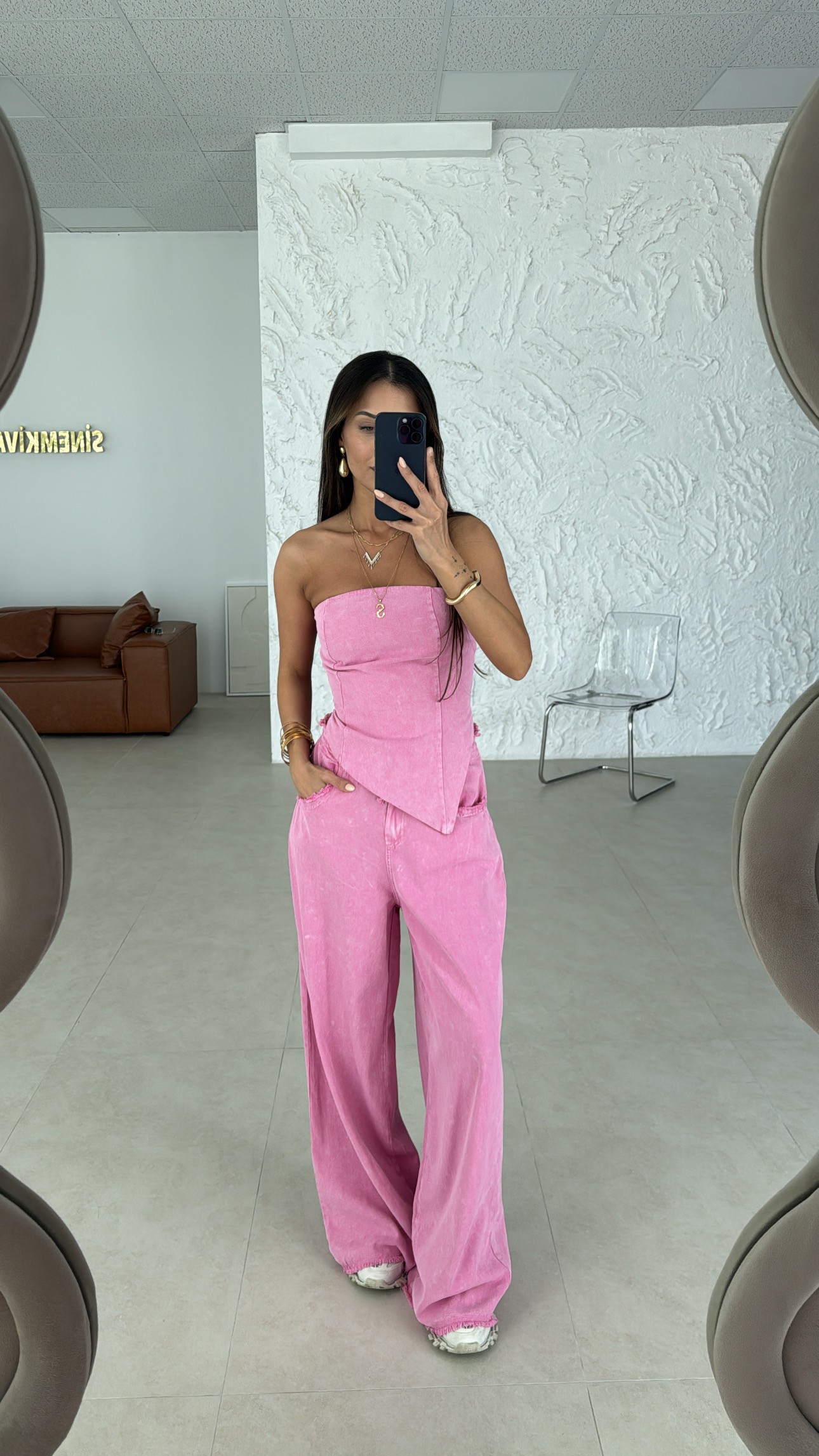 pembe straplez büstiyer takım