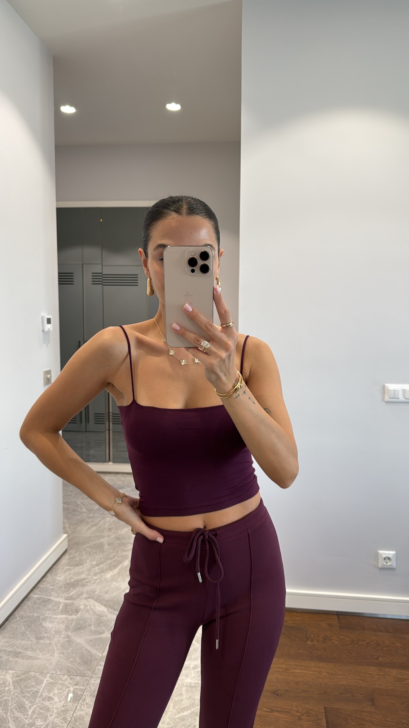 İNCE ASKILI CROP ATLET - BORDO