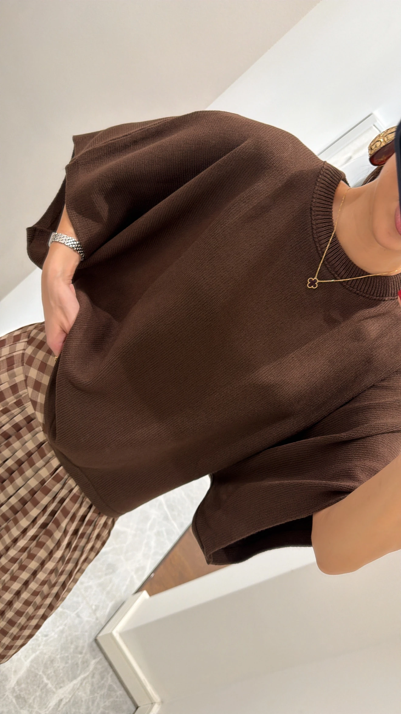 BICYCLE COLLAR BAT SLEEVE KNIT SWEATER