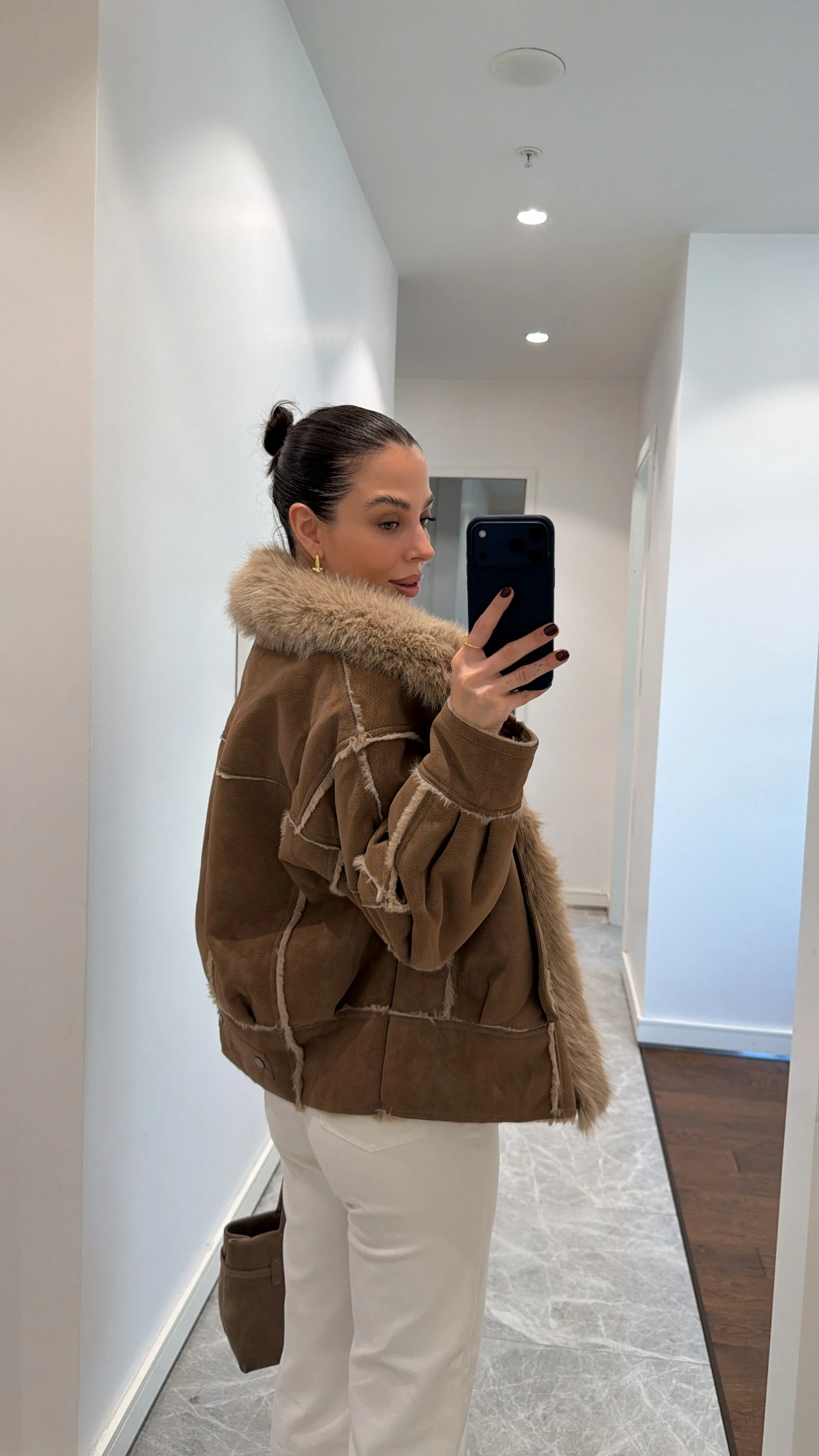 KAHVE KÜRK YAKALI MONT 