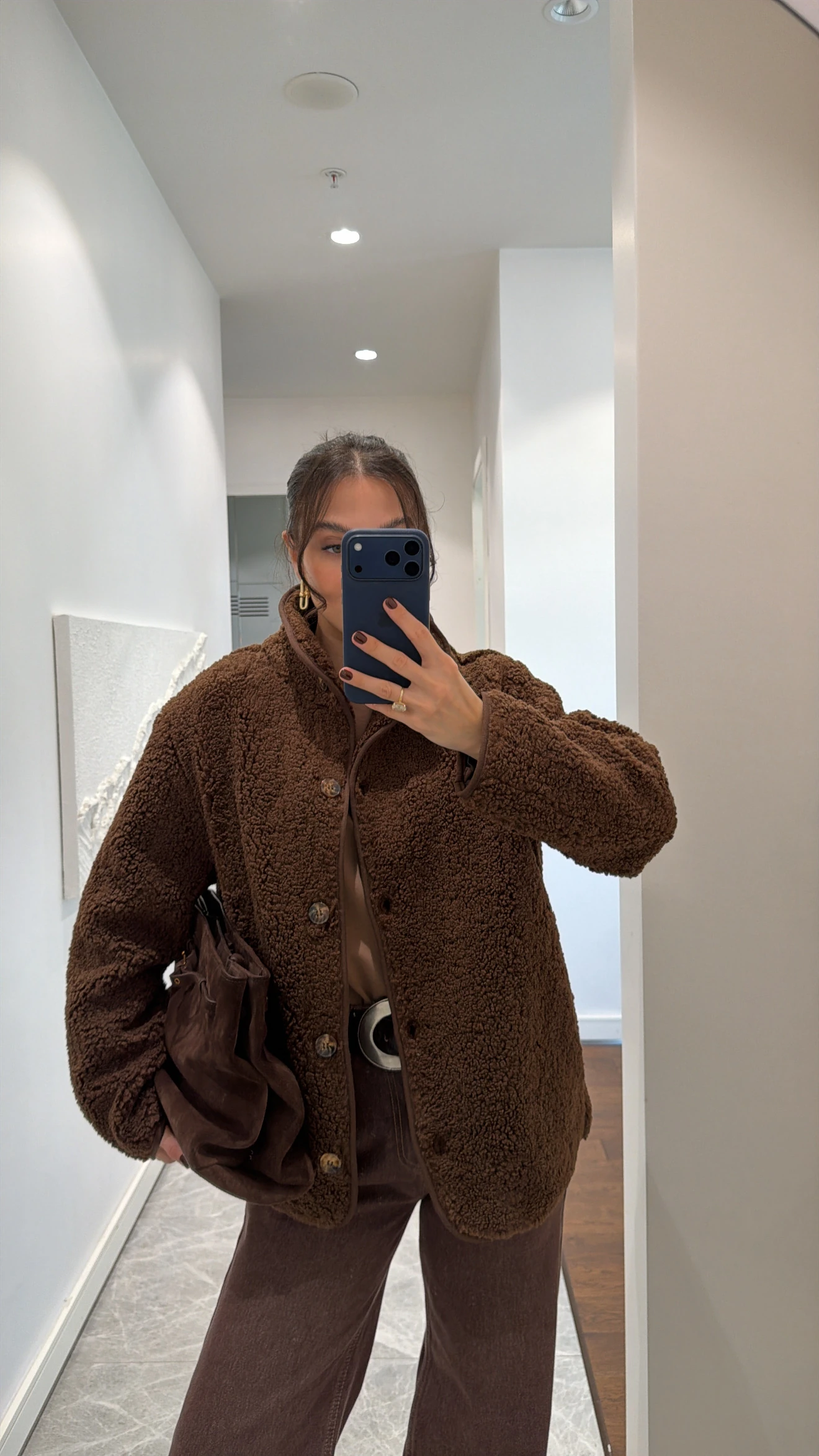 OVERSİZE TEDDY PELUŞ CEKET  - KAHVE