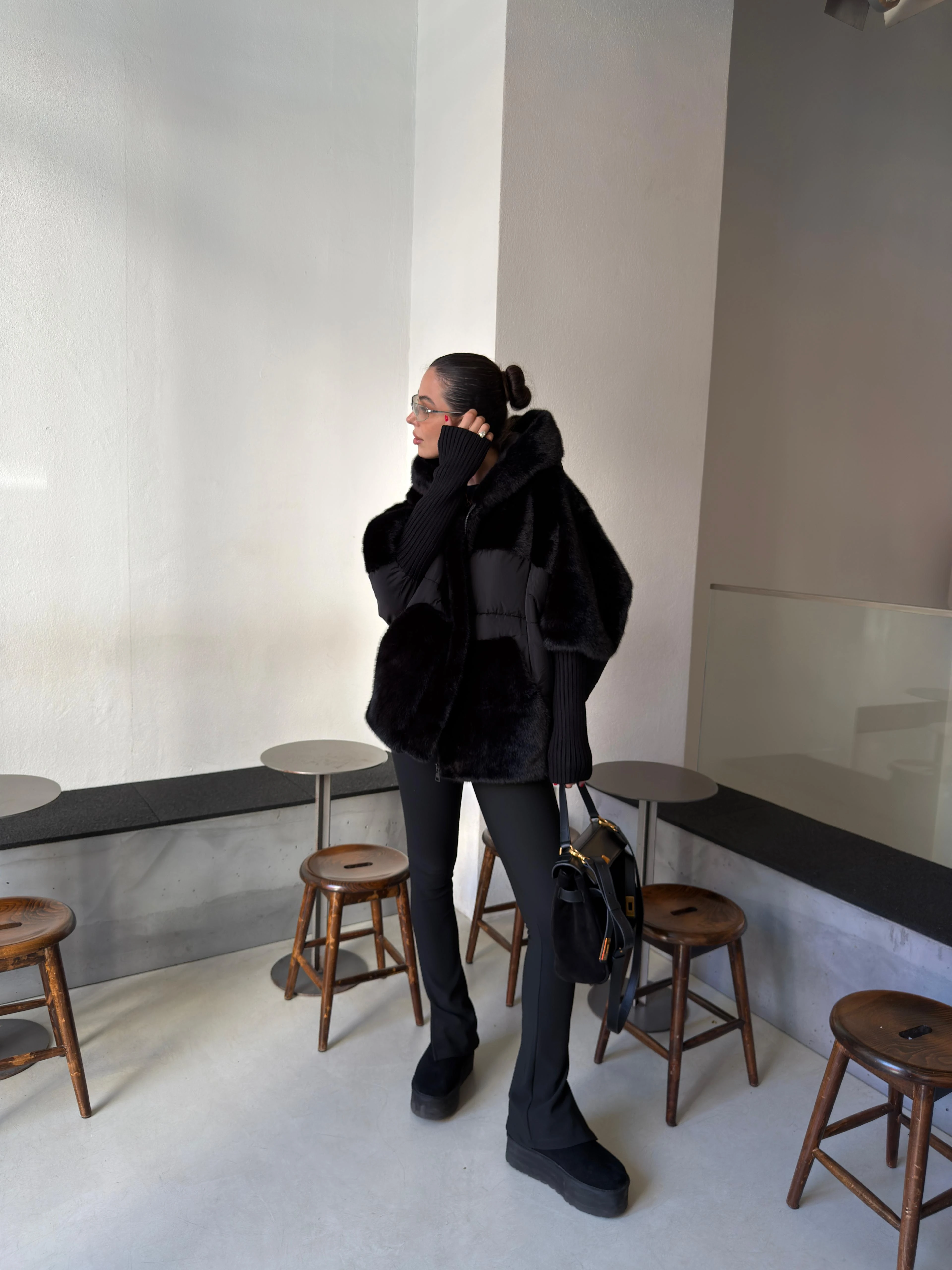 PUFFER JACKET WITH PLUSH DETAIL