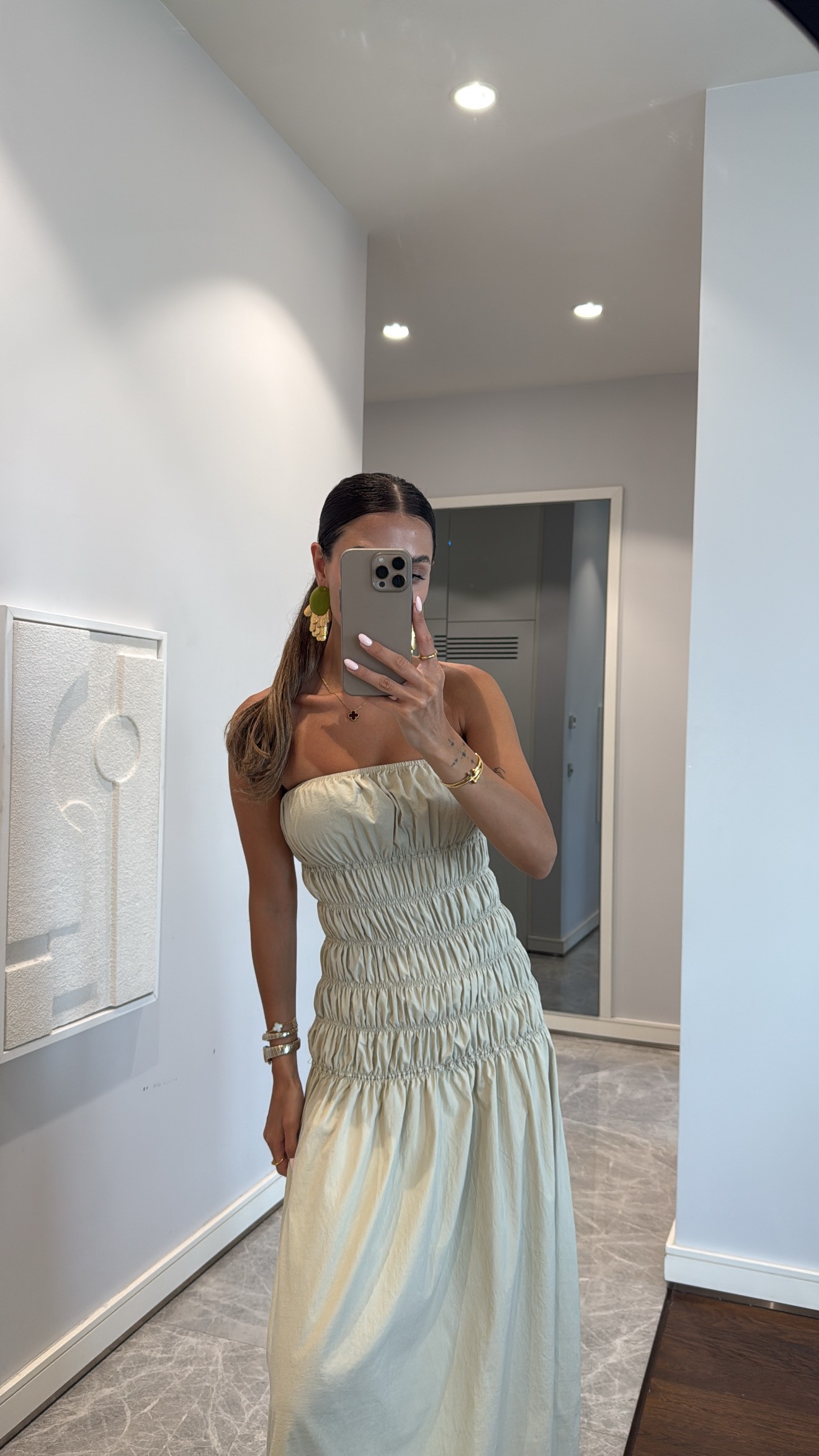STRAPLEZ BÜZGÜLÜ MAXİ ELBİSE