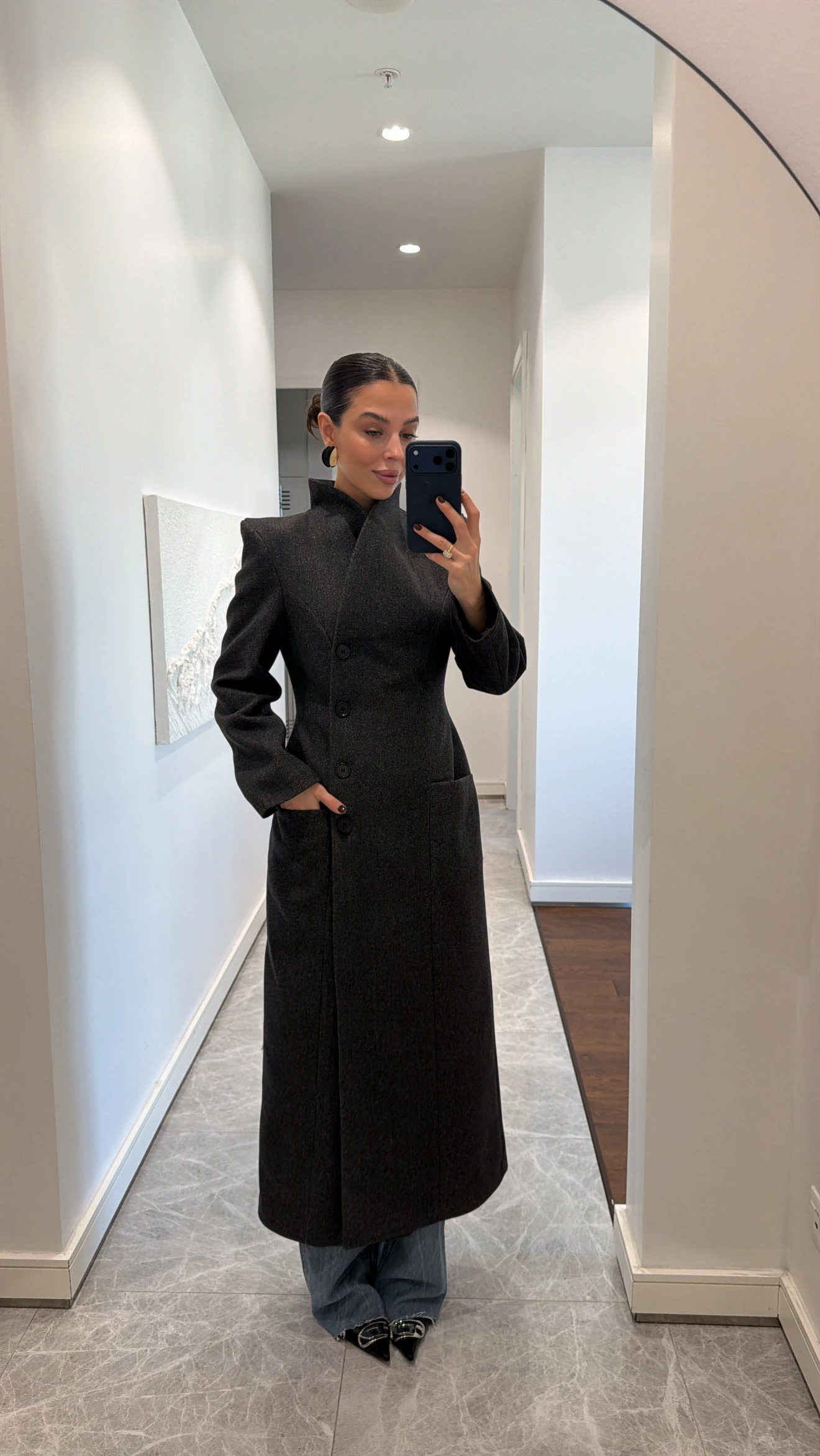 BELDEN OTURTMALI VATKALI  KAŞE KABAN - ANTRASİT