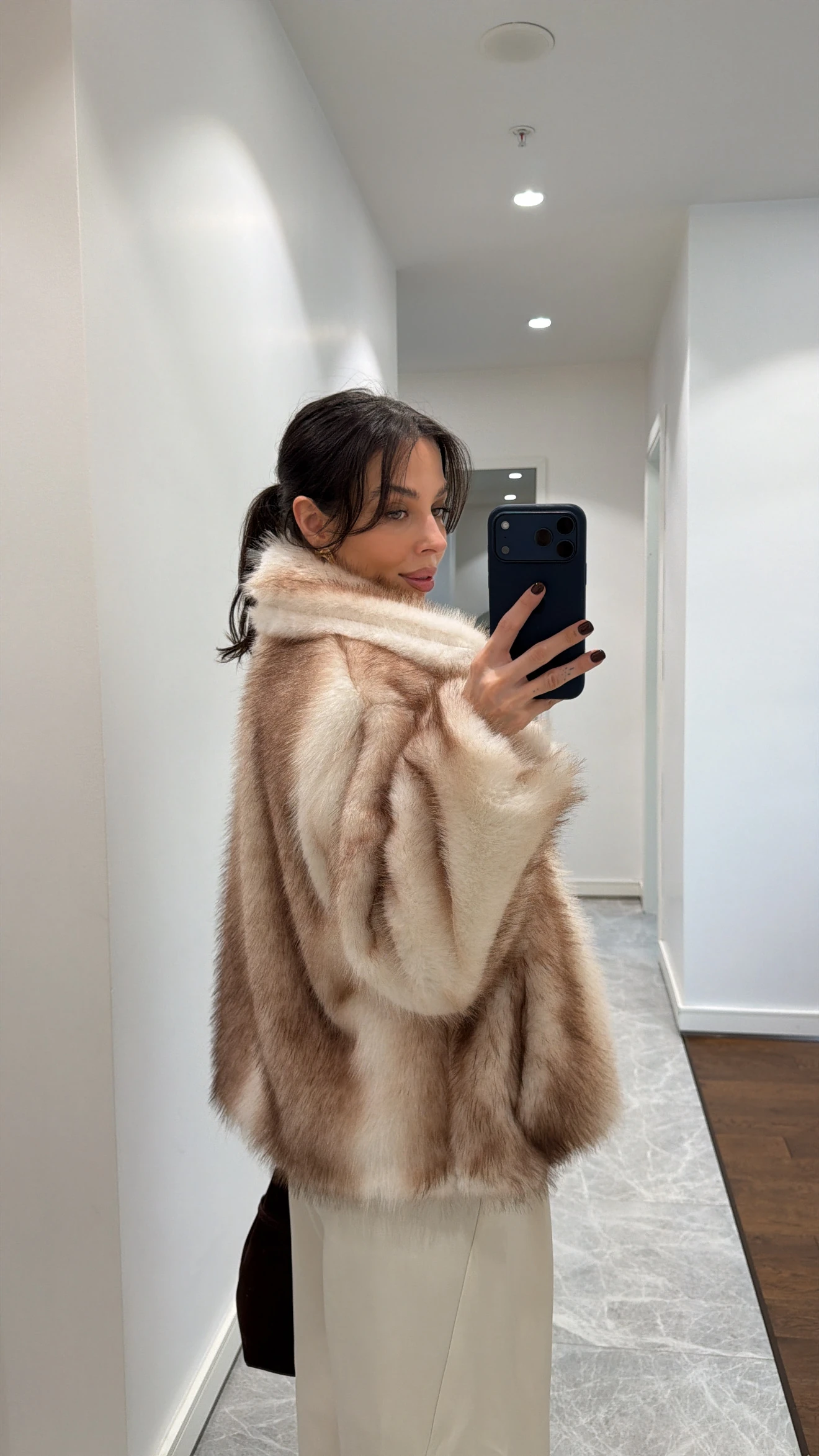 KAHVE RENK GEÇİŞLİ PREMİUM KÜRK