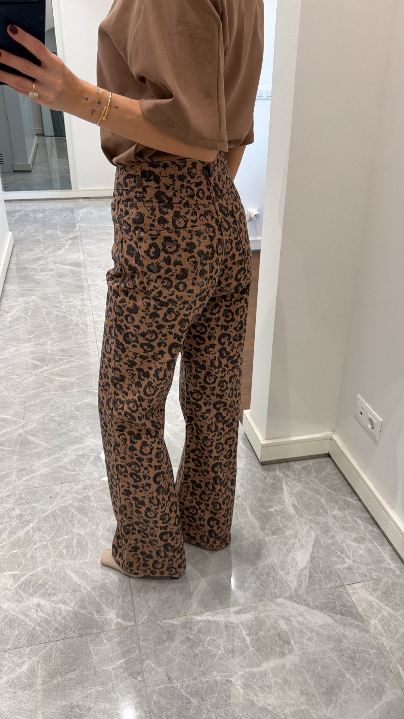 LEOPAR DESENLİ WİDELEG PANTOLON