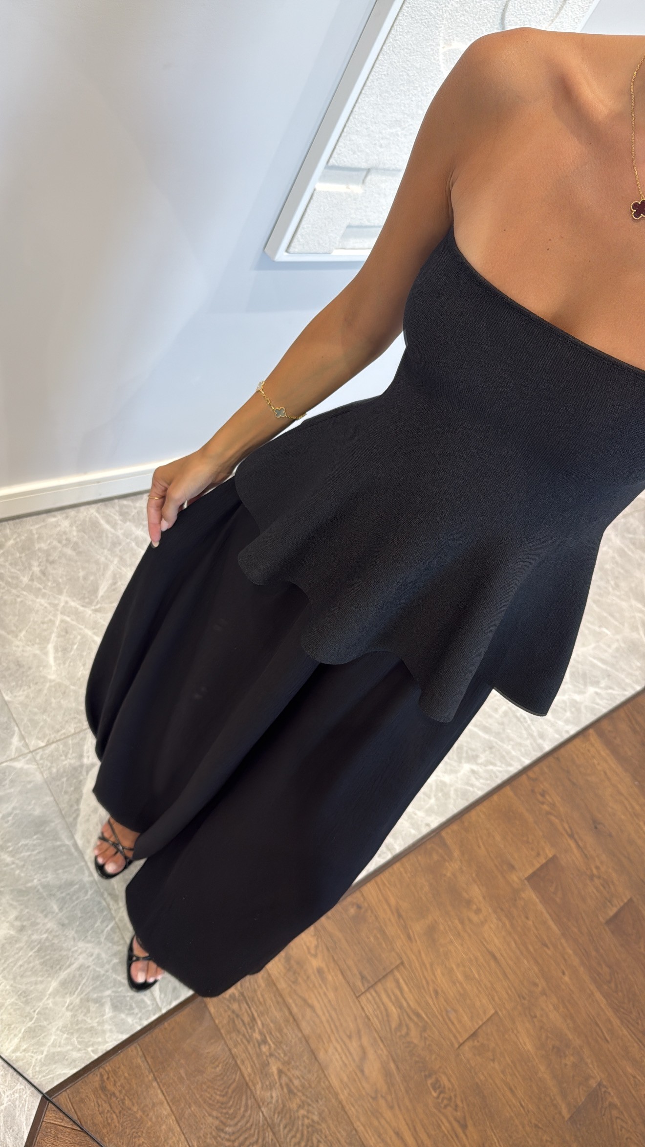 STRAPLEZ PEPLUM TRİKO BLUZ