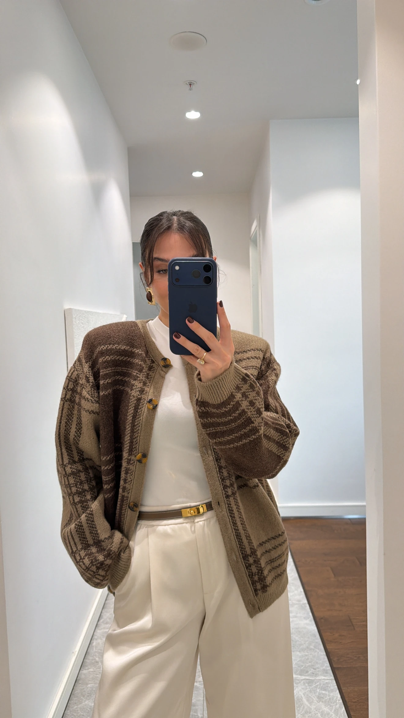 BİSİKLET YAKA ÇİZGİ DESENLİ HIRKA