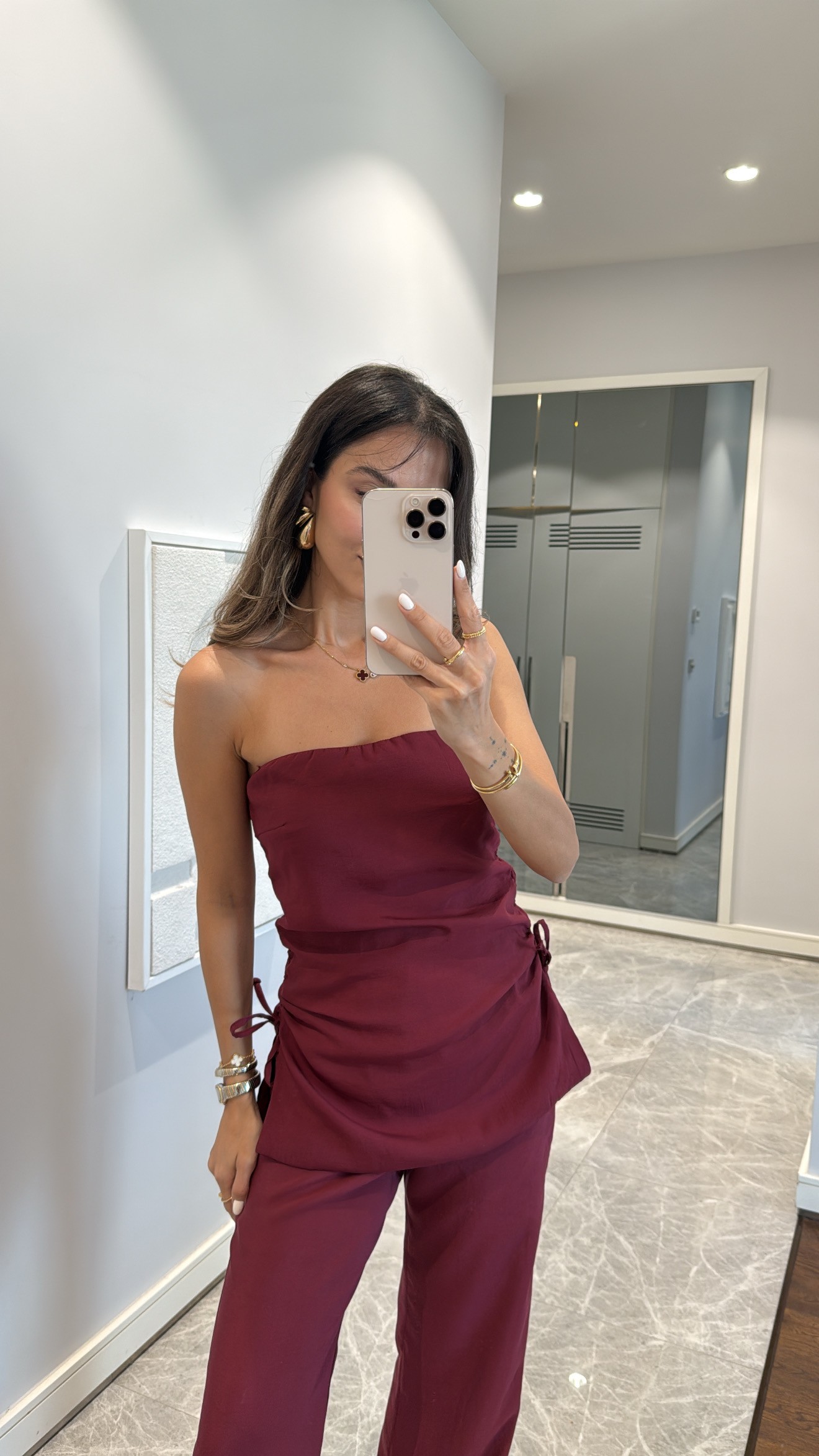STRAPLEZ BAĞCIK DETAYLI BORDO TAKIM